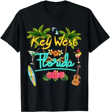 Key West Florida Beach Summer Palm Surf Sun Set Palm Trees T-Shirt