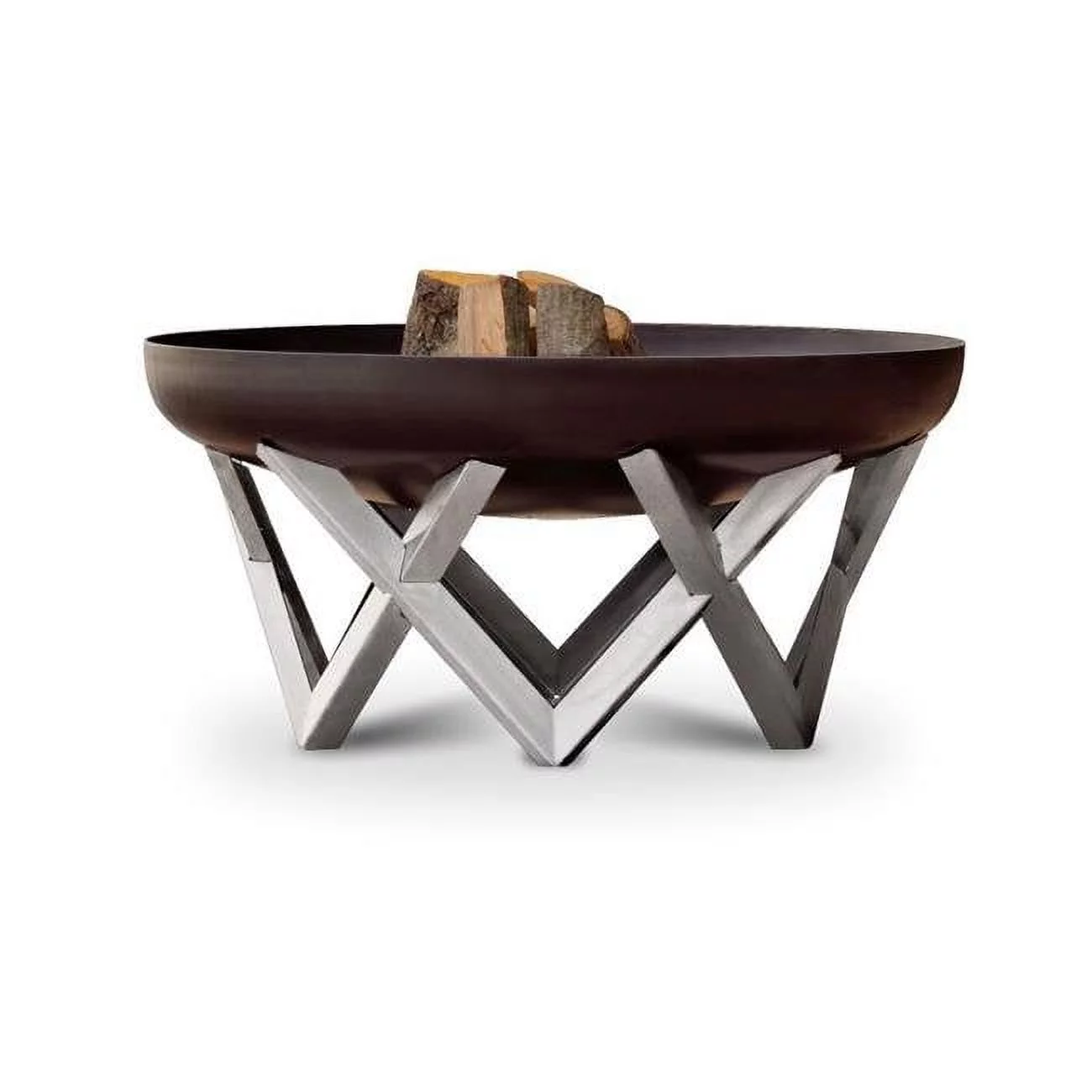 Curonian 95Rock 37.4 in. Combination of Rusting & Stainless Steel Vingis Fire Pit