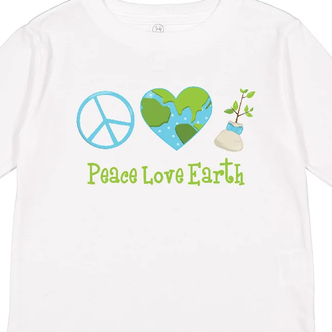 Inktastic Peace Love Earth Girls Long Sleeve Toddler T-Shirt