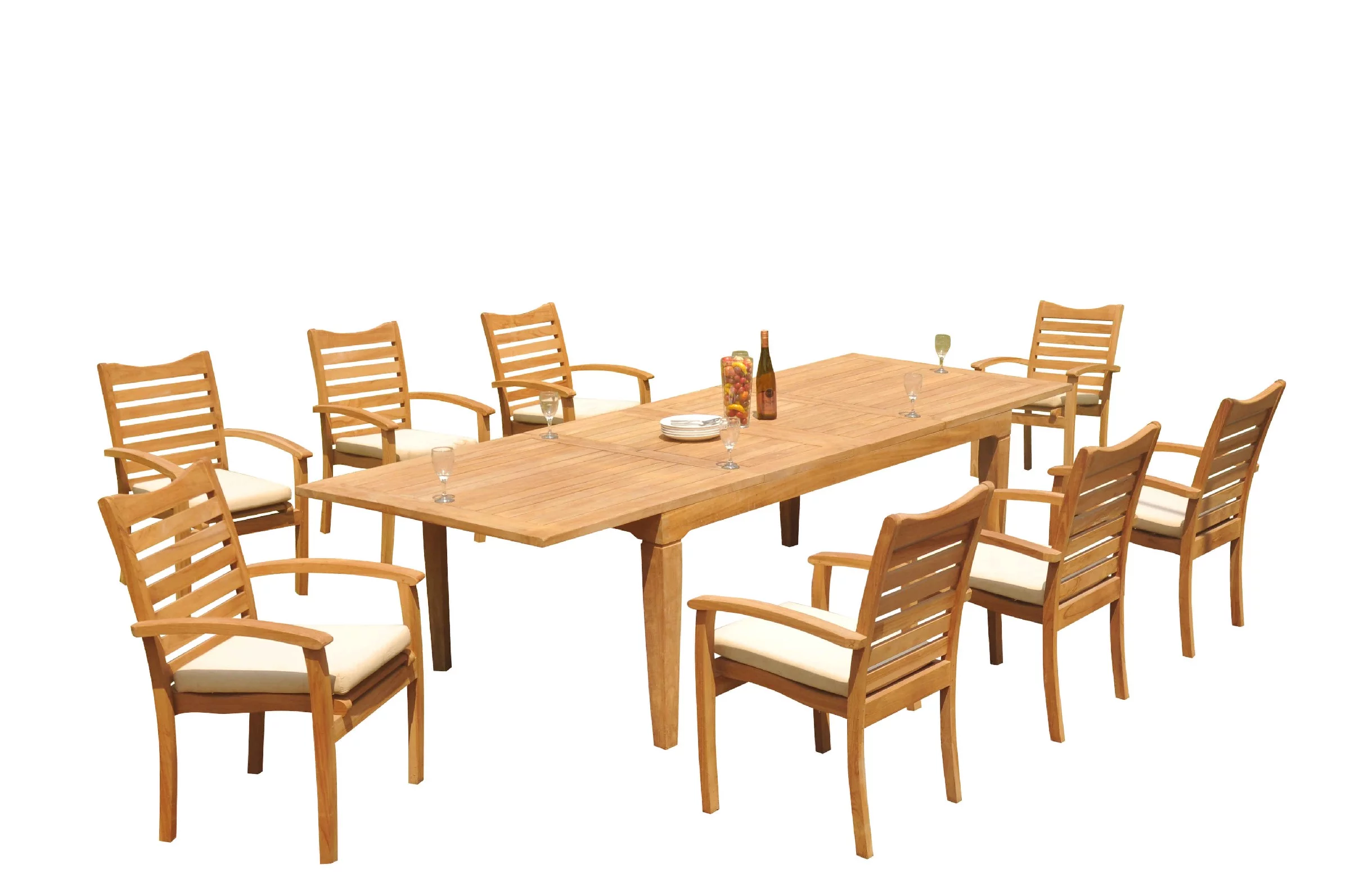 Grade-A Teak Dining Set: 8 Seater 9 Pc: 122