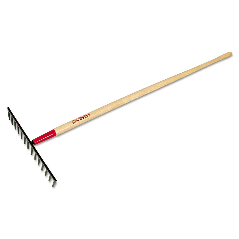 The AMES Companies, Inc. Level Rake for Gravel, 16 in W, Forged Steel, 14 Tine, 66 in American Hardwood Handle - 1 EA (760-63121)