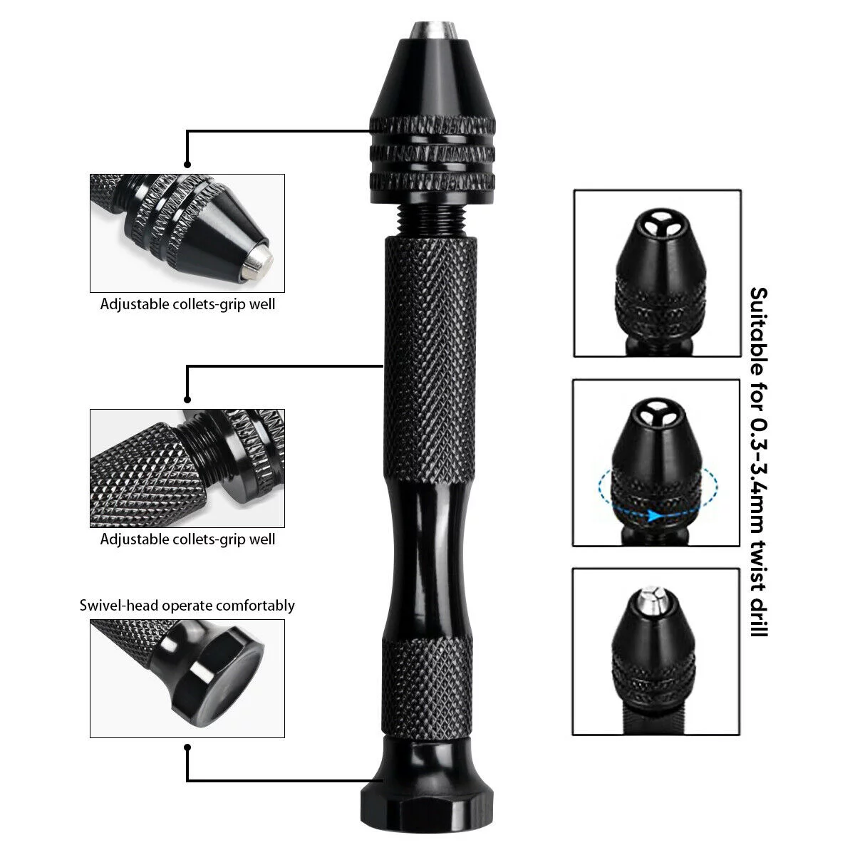 69PCS One Set Hand Drill Bits Kits Micro Pin Vises Twist Drill Bits Set with Precision Hand Pin Vise Rotary Tools