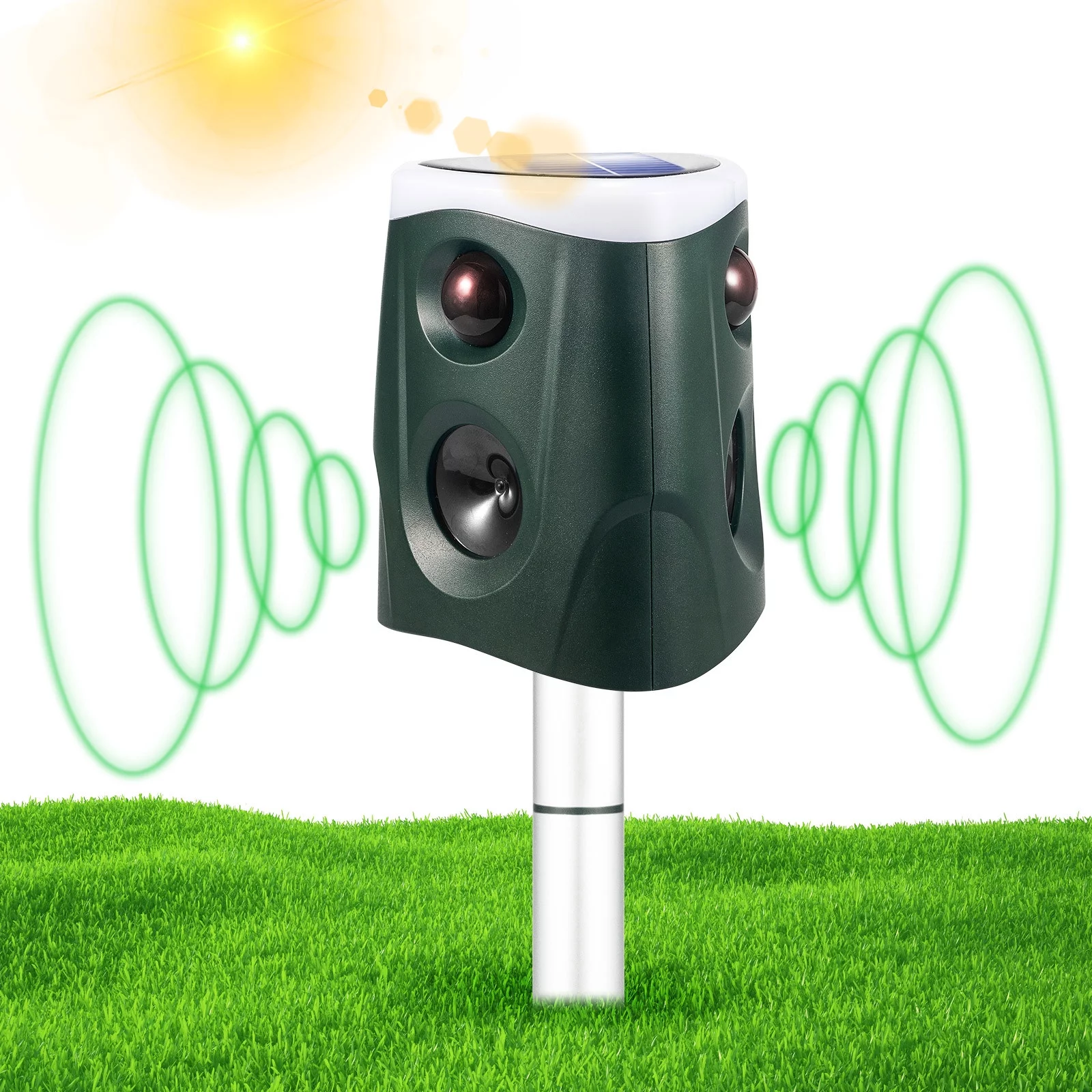 JahyShow New Solar Ultrasonic 360 Degree Snake Repellent Mouse Rodent Repellent Animal Repeller
