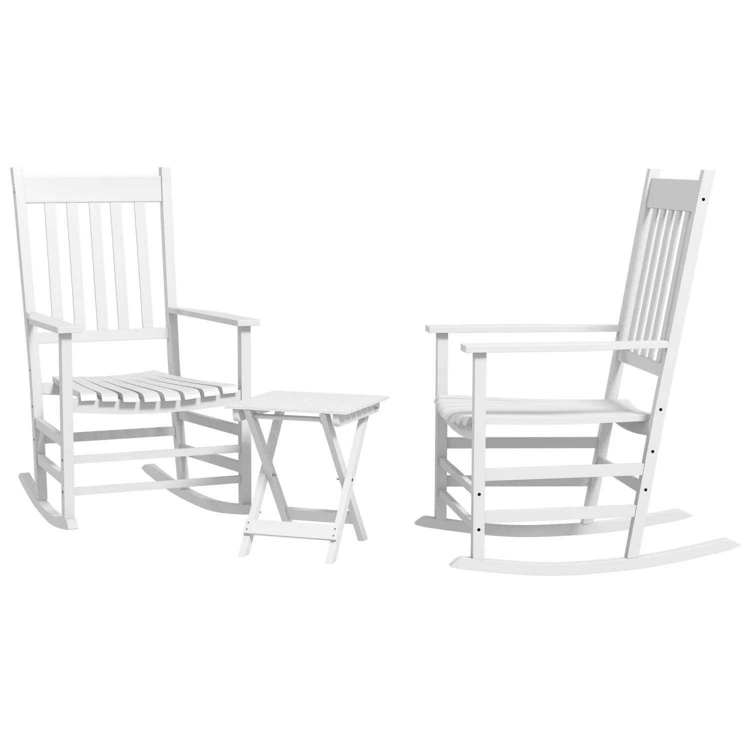 DremFaryoyo Outdoor Rocking Chair  with   Patio Wooden Rocking Chair with Smooth Armrests  High Back for Garden  Balcony  Porch  Supports Up to 352 lbs.