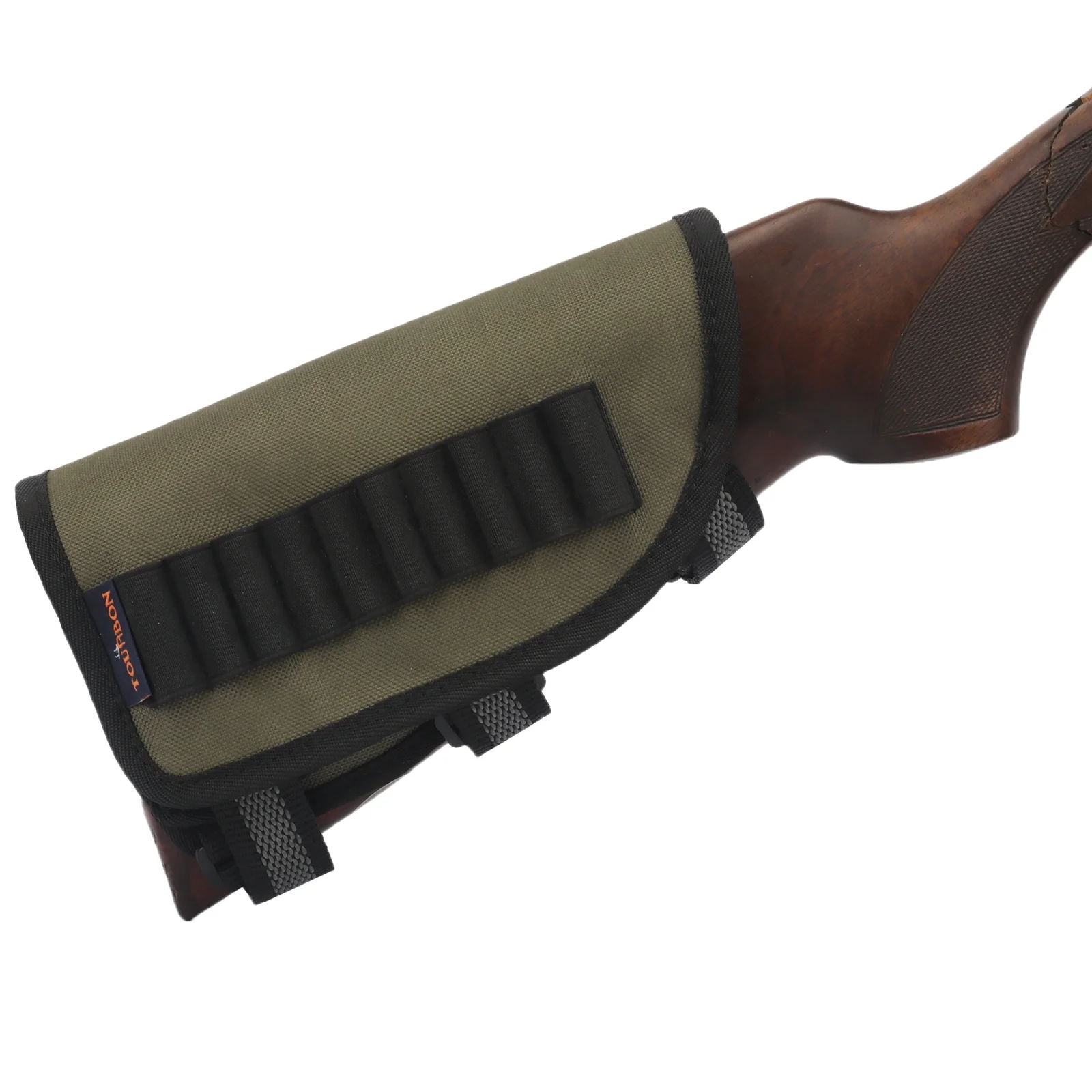 TOURBON Rifle Cheek Weld Riser Rest Comb Raiser with Ammo Holder Shooting Nylon Neoprene-Green/Black