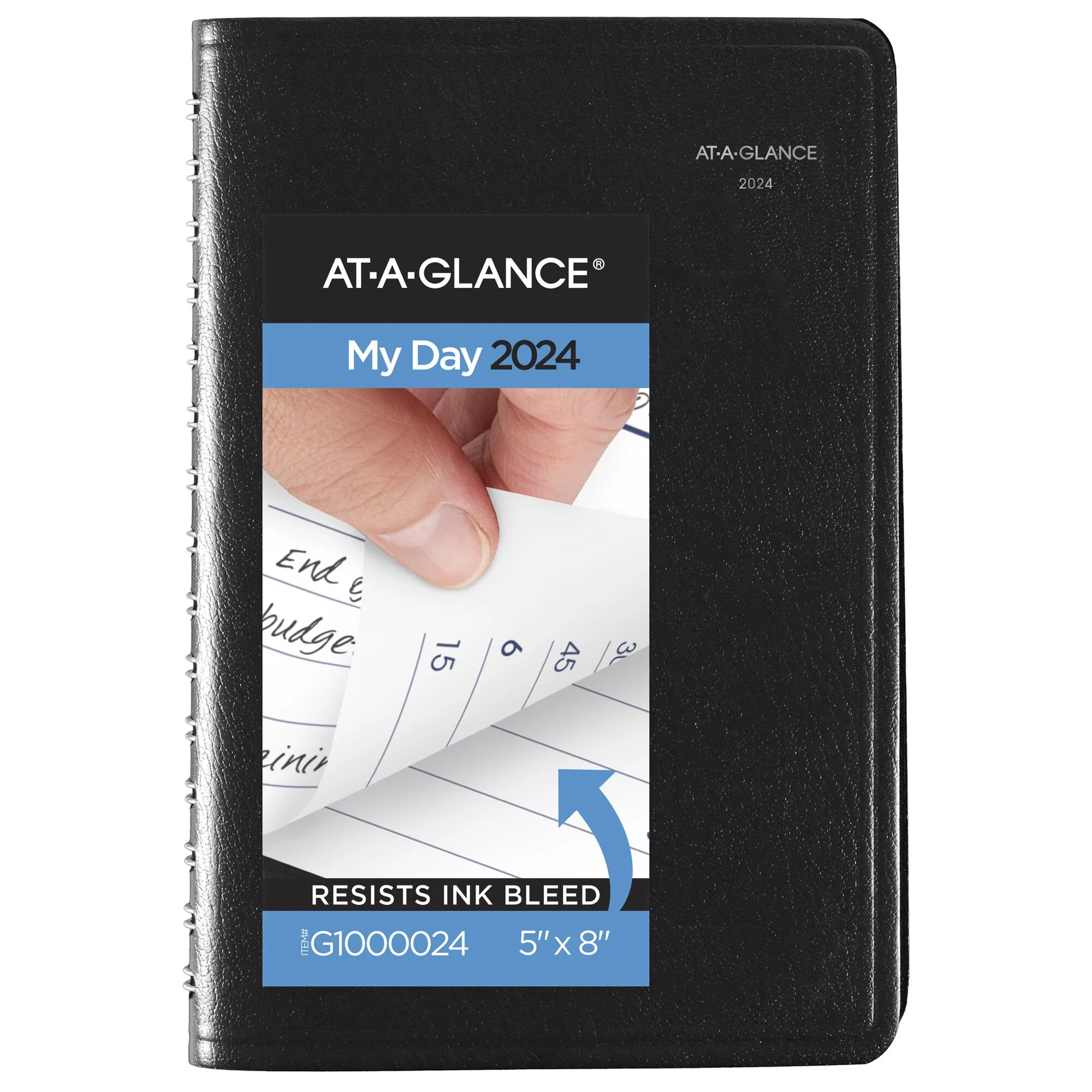 AT-A-GLANCE DayMinder 2024 Daily Appointment Book Planner Black Small 5 x 8 -