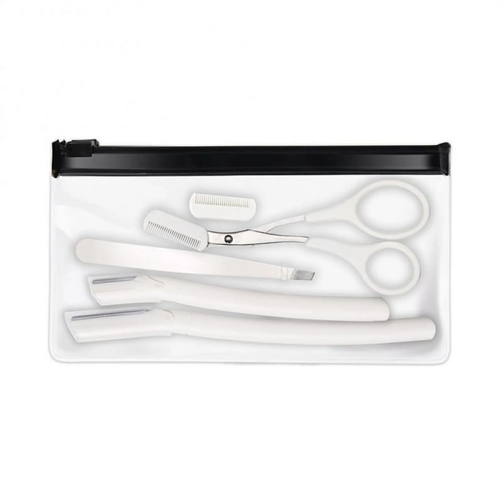 LISM Eyebrow Trimming Scissors Facial Hair Removal Beauty Plastic 4-Piece Eyebrow Trimming Tweezers Makeup Tools