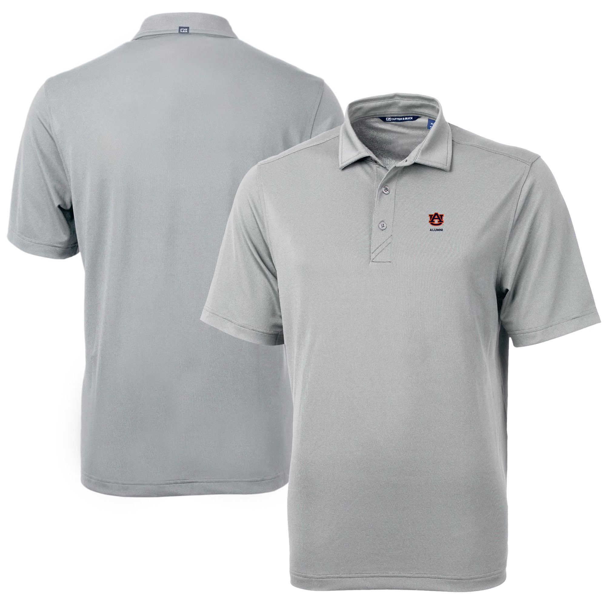 Men's Cutter & Buck  Gray Auburn Tigers Alumni Logo Virtue Eco Pique Recycled Polo