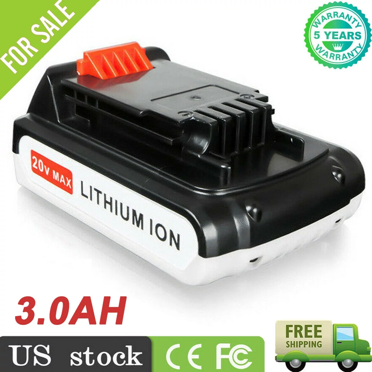 3.0Ah For Black & Decker 20V Lithium Ion Battery 20 Volt Li-Ion LBXR20 LB20 US
