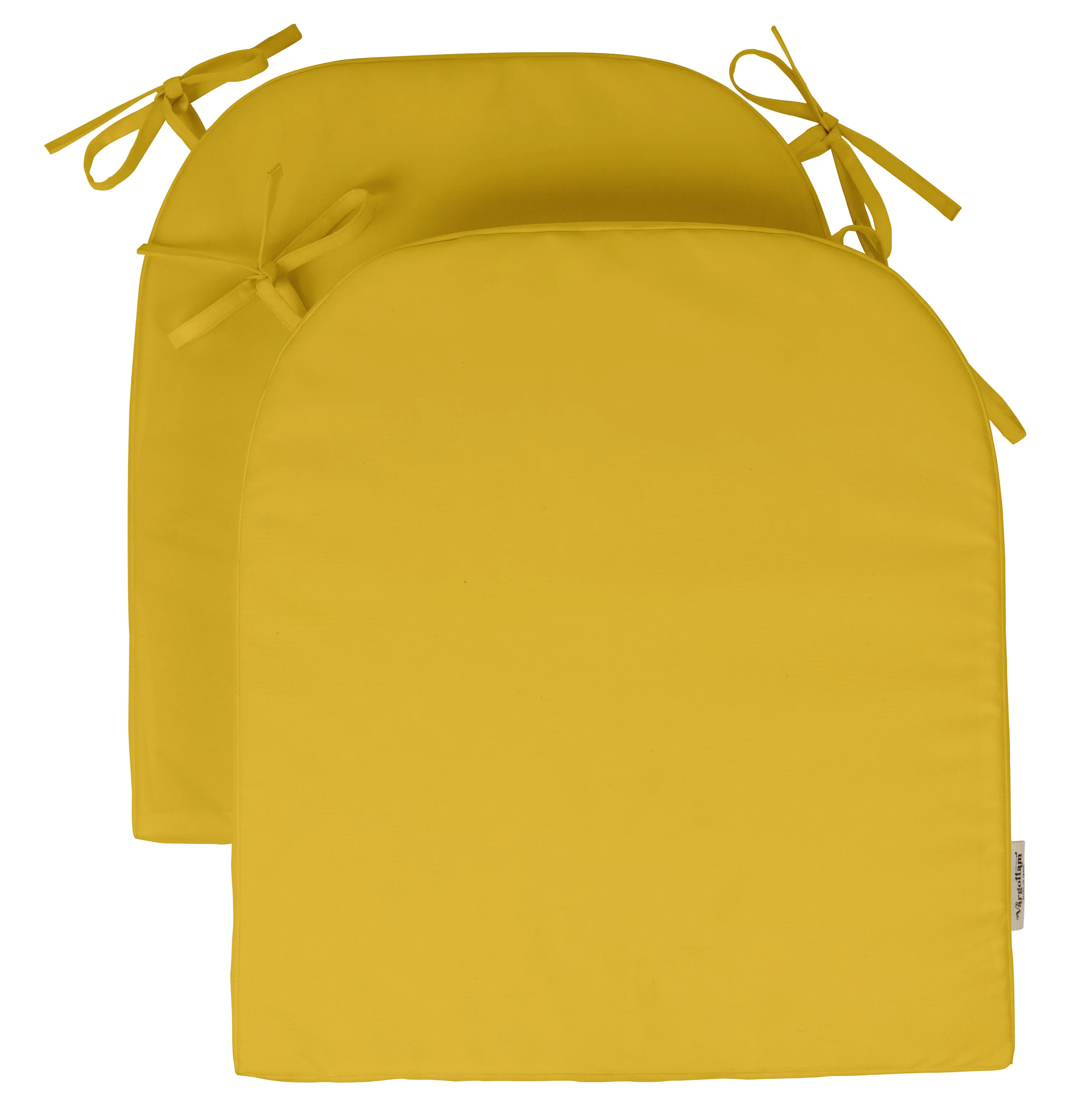 Vargottam Indoor/Outdoor Chair Cushions Patio Seat Cushions(Rounded Back)16x18 Inch with Ties for Patio Furniture Chairs Home Garden Decoration, Set of 2|Yellow