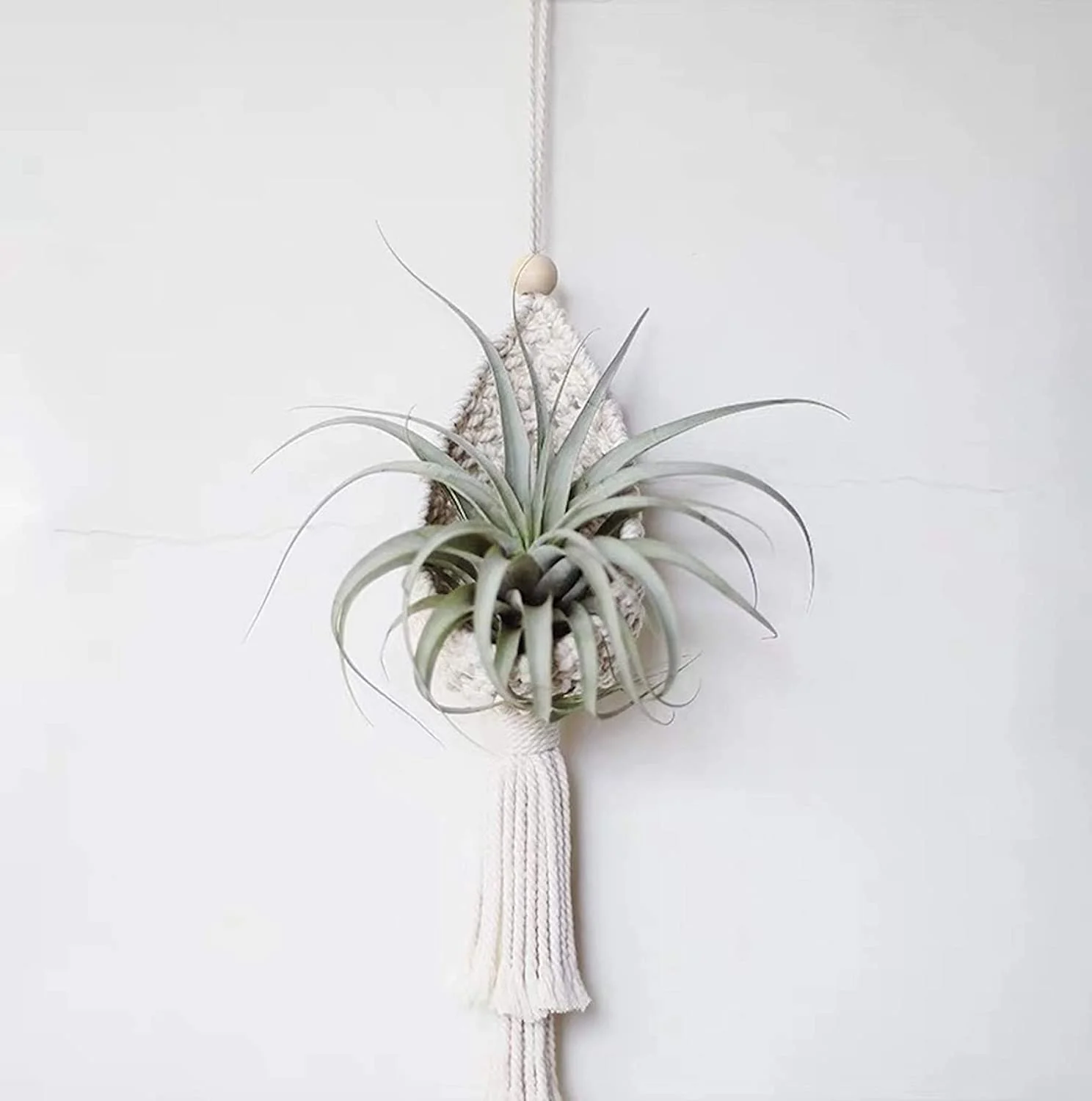 2 Pack Macrame Plant Hangers Air Plants Hanging Basket, Boho Macrame Wall Hanging for Indoor Outdoor Home Decor