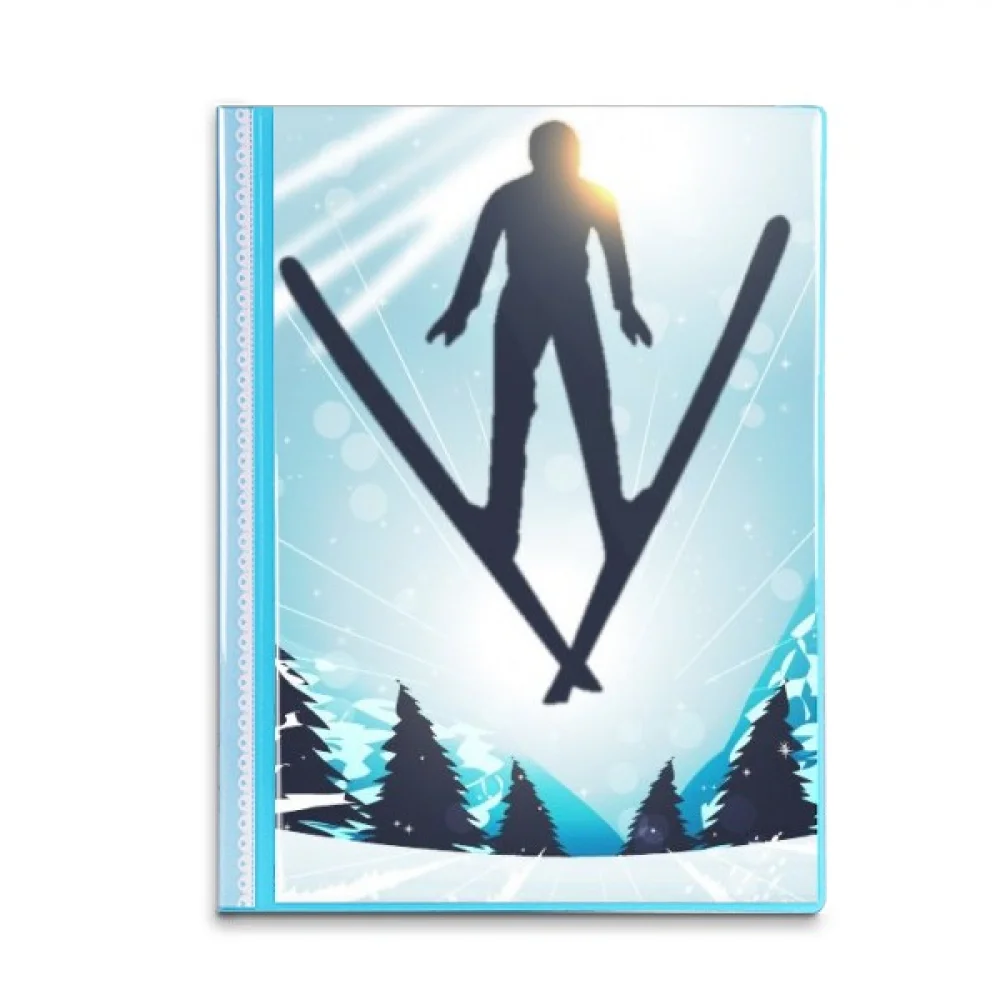 Winter Sport Skiing Tree Watercolor Book Sheet Protectors Portfolio Binder Folder