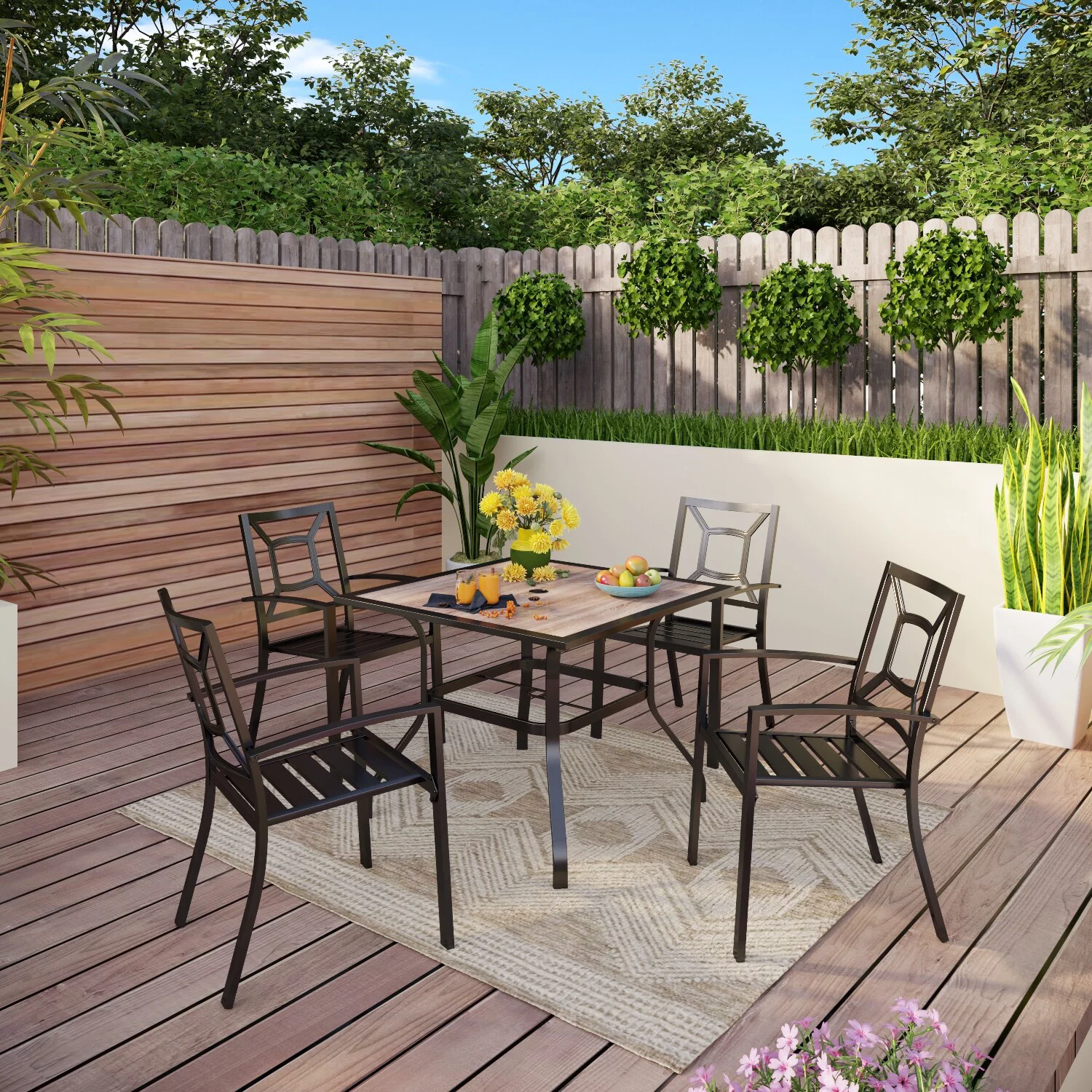 5/7-piece Metal Stackable Patio Dining Set 5-Piece Sets