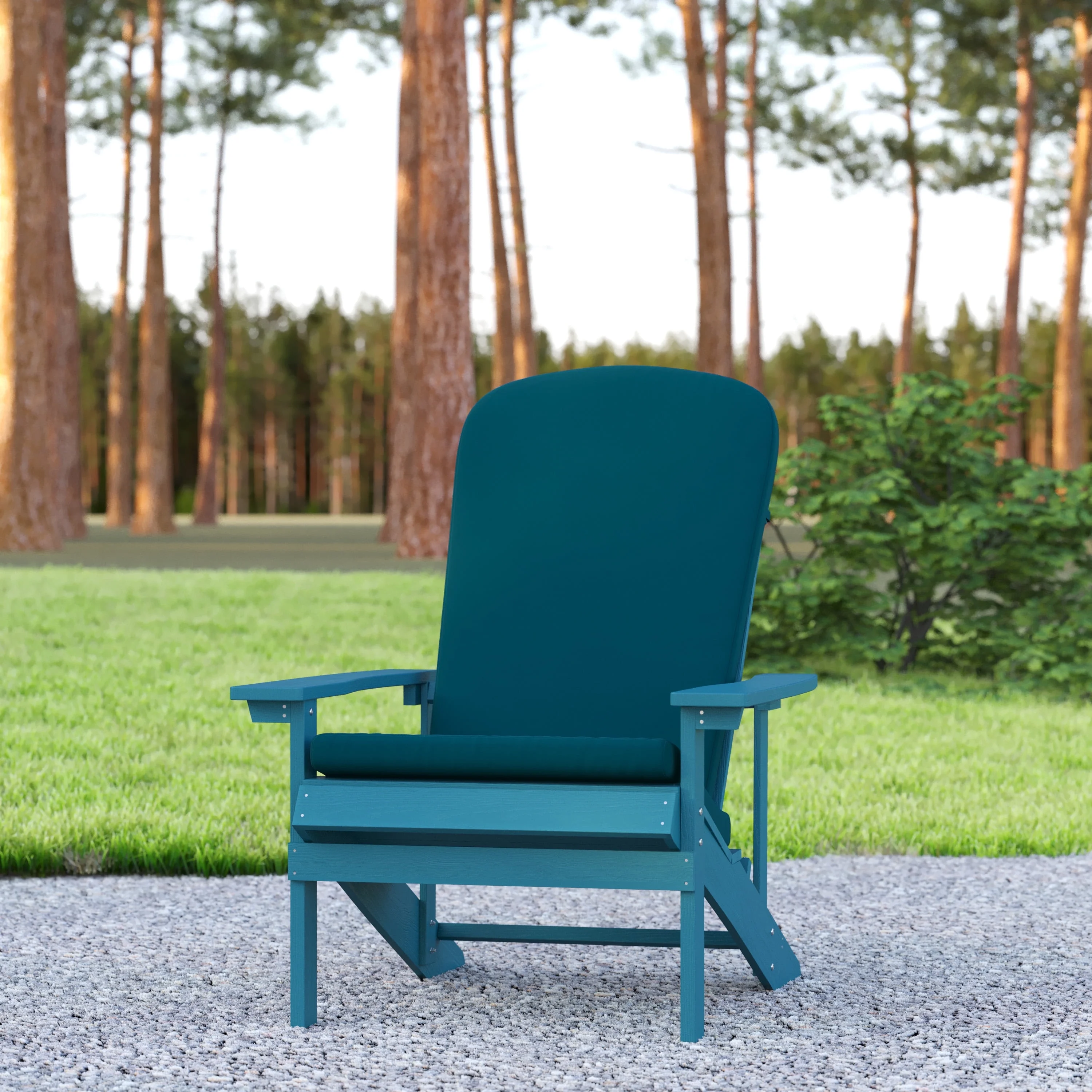 Emma + Oliver Set of Two All-Weather Indoor and Outdoor Cushions for Adirondack Chairs and High Back Patio Chairs in Teal