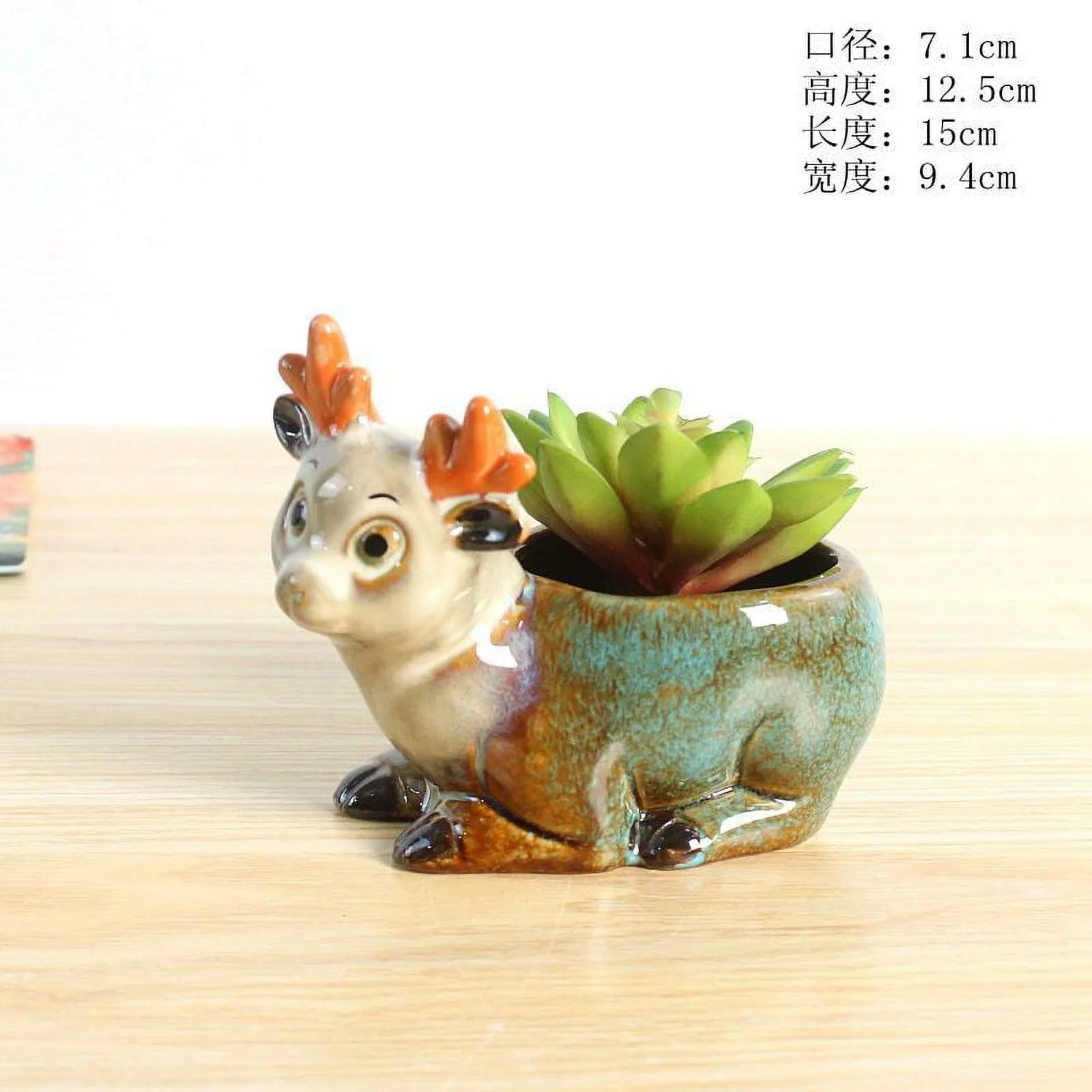 Ceramic Succulent Planter with Kiln-fired Glaze - Animal-themed Succulent Plant Pot