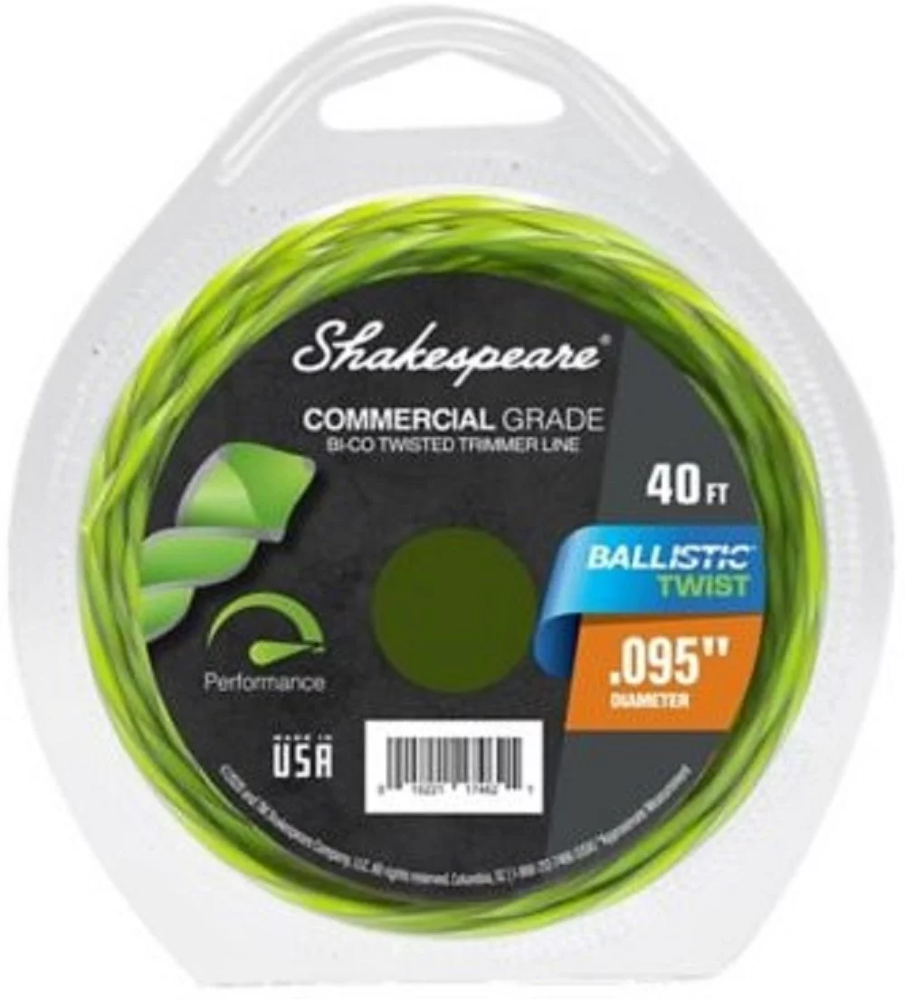 Shakespeare 17462 Ballistic Twist Trimmer Line 0.095 Inch x 40ft Nylon Green