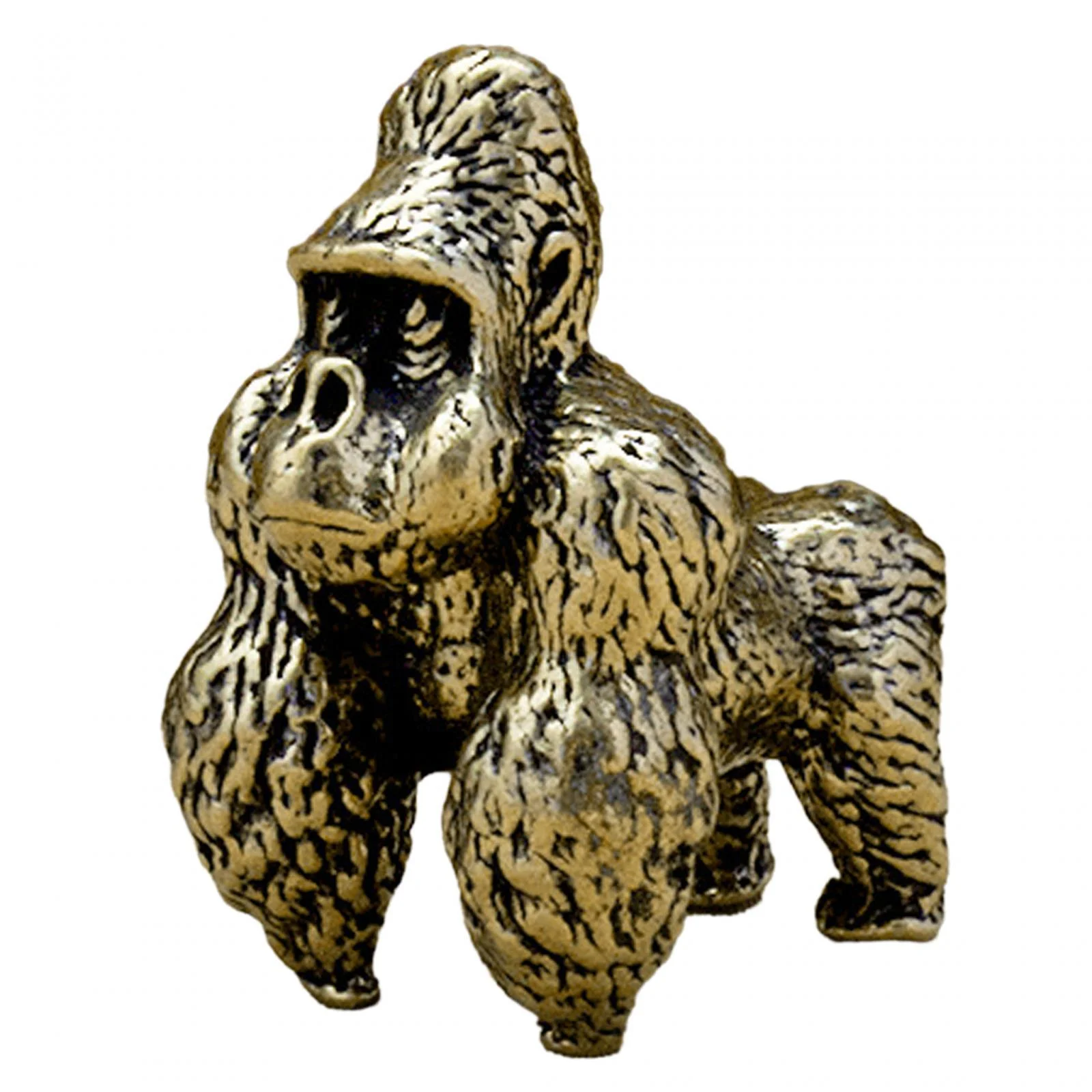 LOVIVER 2xMiniature Gorilla Sculpture Metal Orangutan Ornament for Teahouse Home Table
