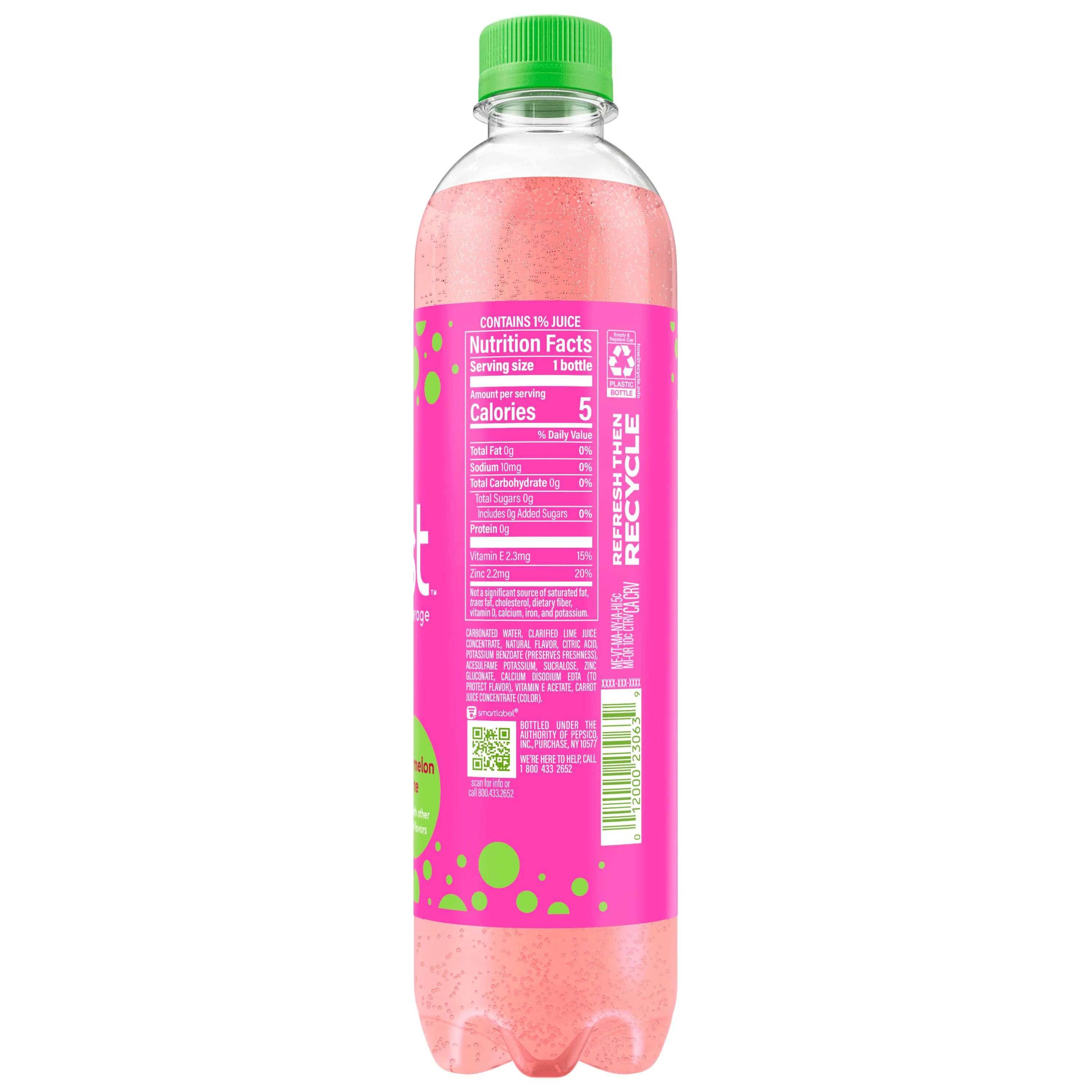 bubly burst Sparkling Water Beverage, Watermelon Lime, 16.9 fl oz Bottles (12 Pack) ​