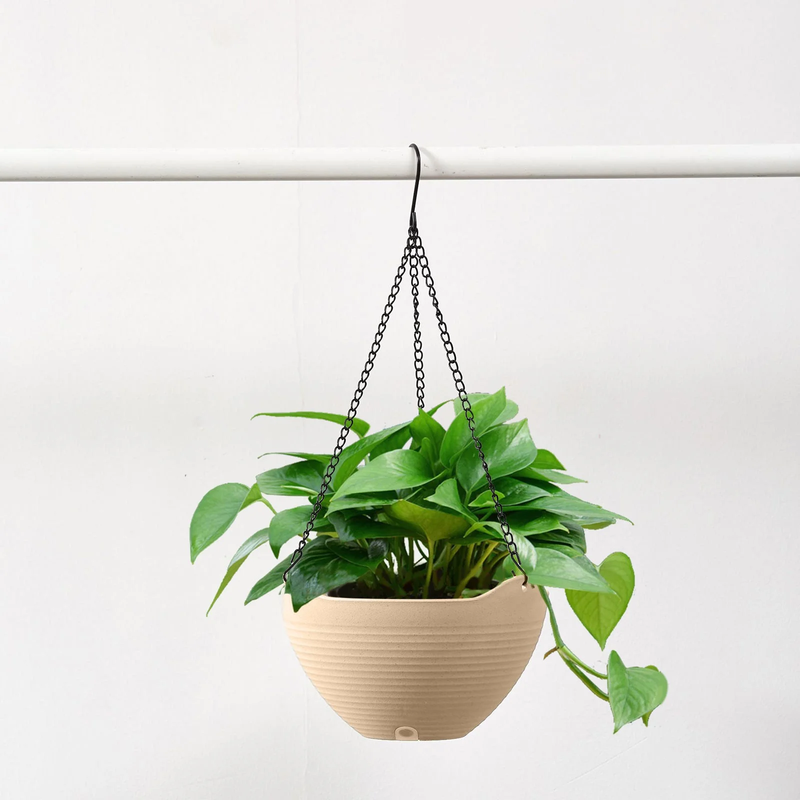 Garden Large Outdoor Hanging Planter Automatic Watering Indoor Pot With Hole 3 Hanging Container With Metal Chain (white/black/grey) Flower Arrangement Containers