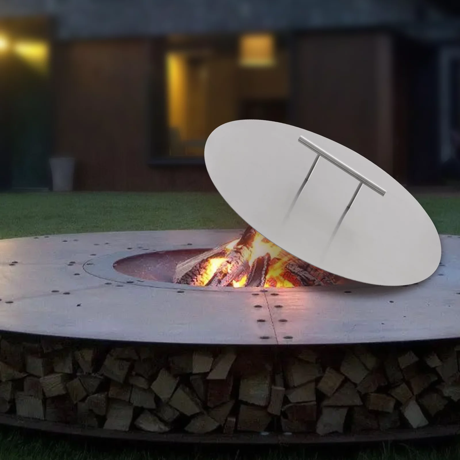 MONIPA Round Fire Pit Burner Pan Cover 304 Stainless Steel for 20in Floor Type Brazier