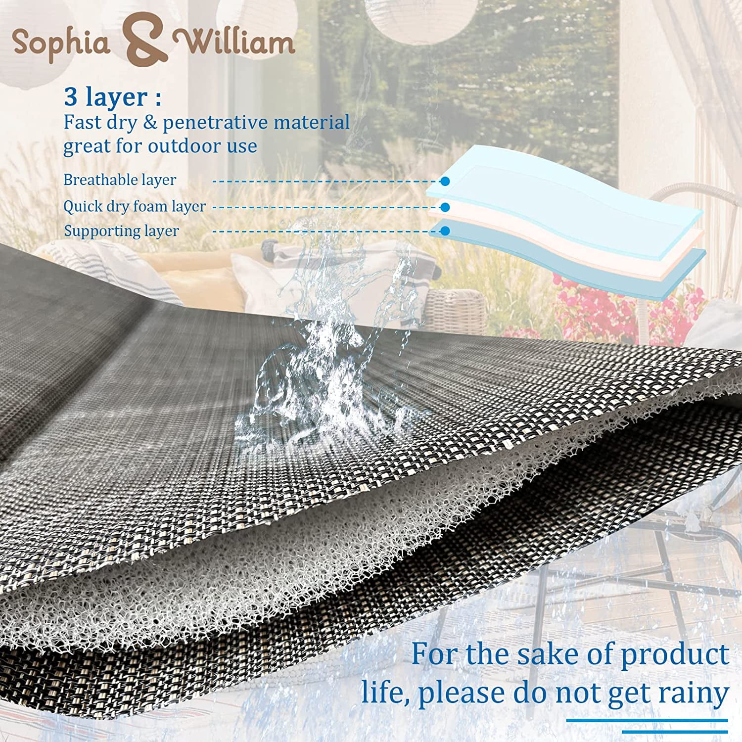 & William Patio Dining Set 9 Pieces Patio Furniture Set 8 x Patio Dining Chairs Quick Dry Textilene High Back Support 350lbs and Expandable 6-8 Person Dining Table Patio Set for Lawn