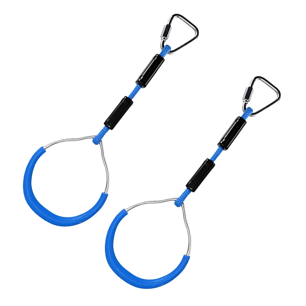 NUOLUX 2pcs Swing Gymnastic Rings Outdoor Backyard Play Sets Climbing Ring Obstacle Ring Swing Toys Set for Kids (Blue)