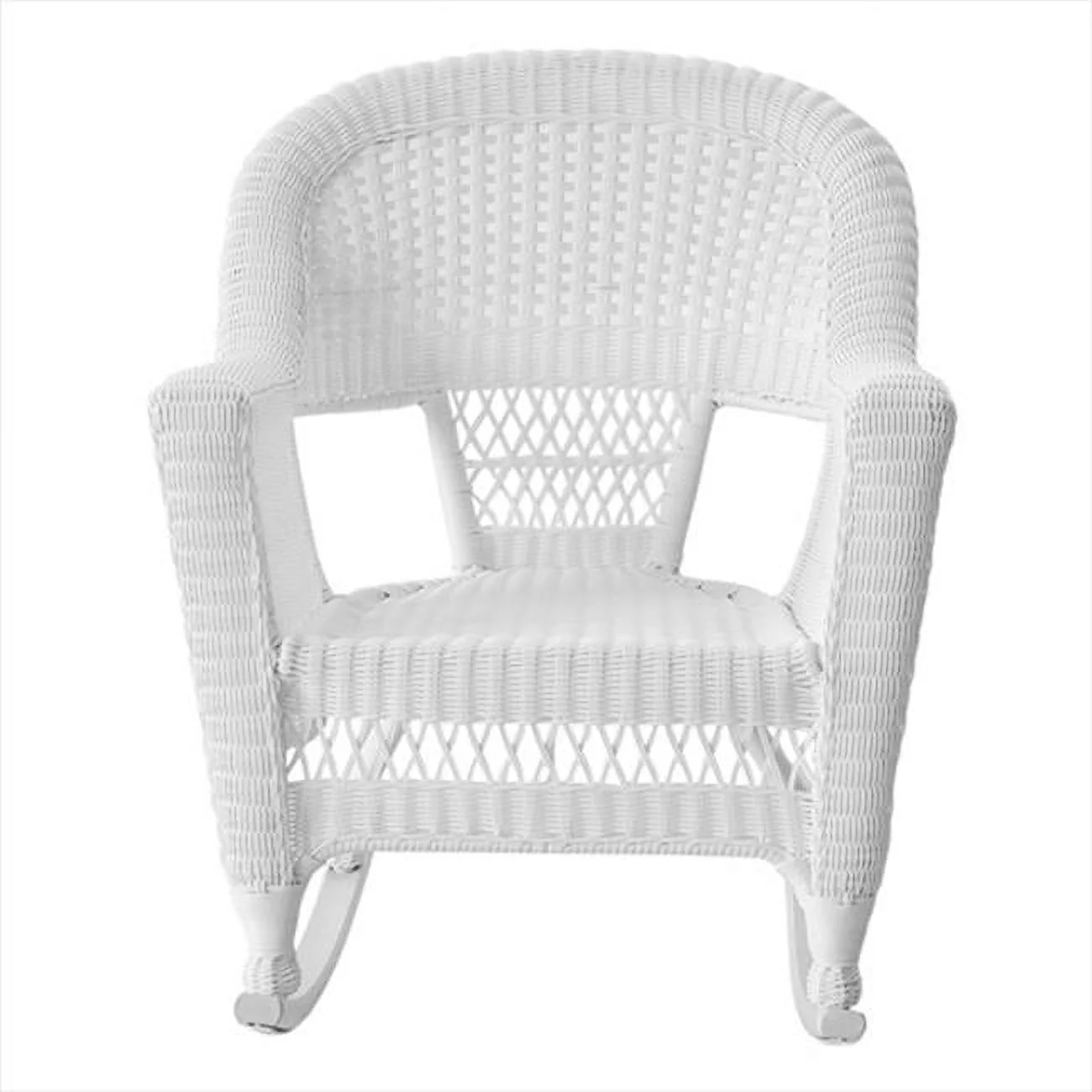 W00206R-B-2-RCES006 3 Piece White Rocker Wicker Chair Set With Tan Cushion