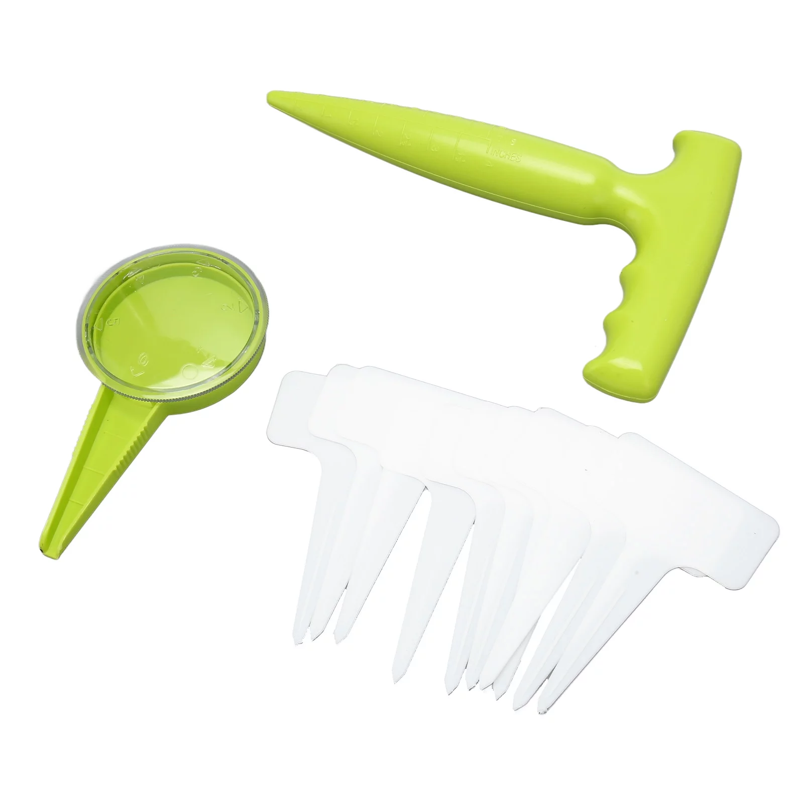 Qukaim Hand Seed Sower Seeder, 12pcs Seed Dispenser Planter Tool Set with 5 Dial Settings, Plant Dibber with Measurements, 10 Plant Label