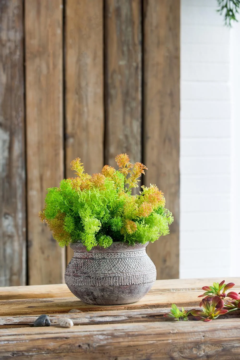 A&B Home Round Terracotta Planter with Textured Tribal Pattern 8.5