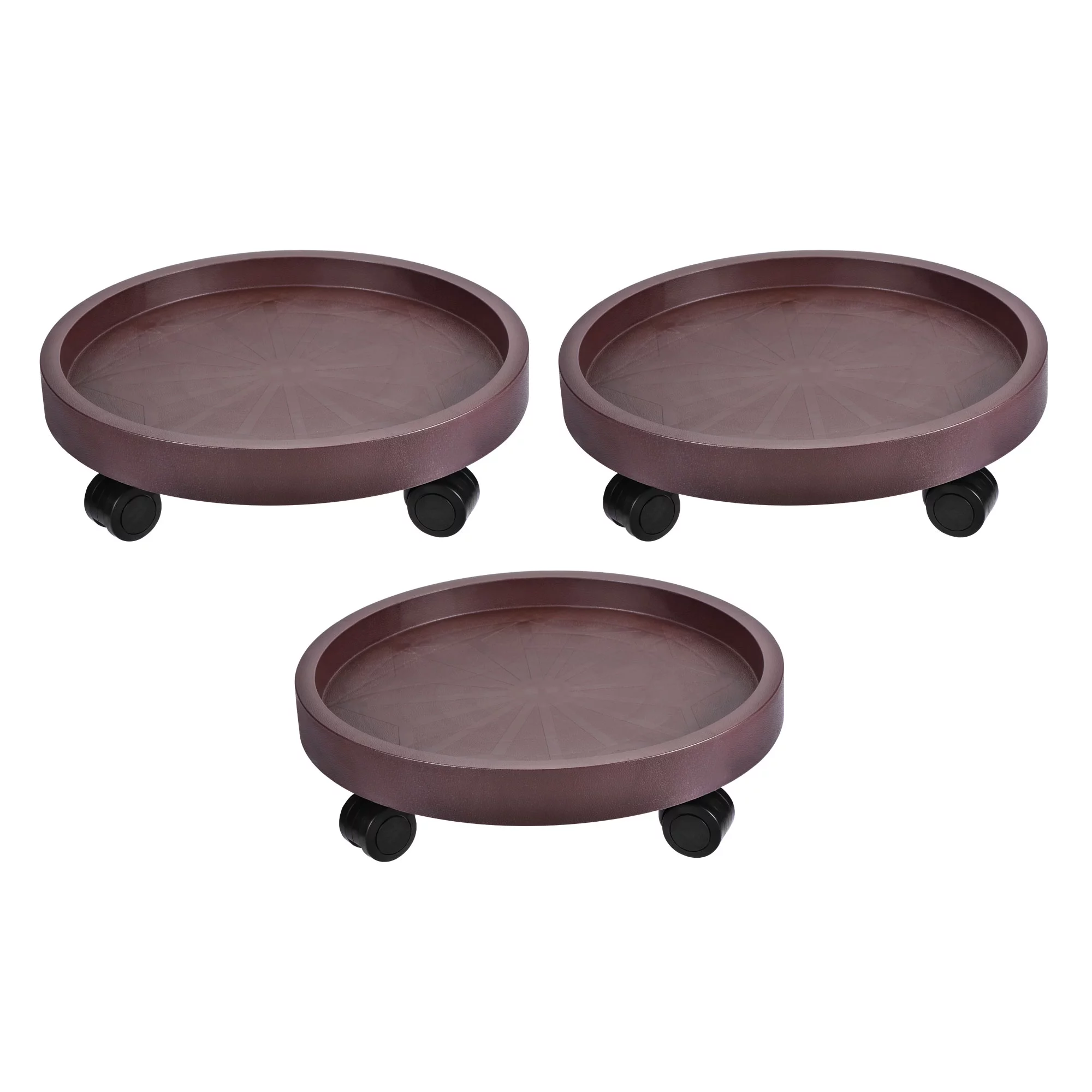 Unique Bargains Plant Pallet with Wheel Round Plastic Rolling Flowerpot Dolly