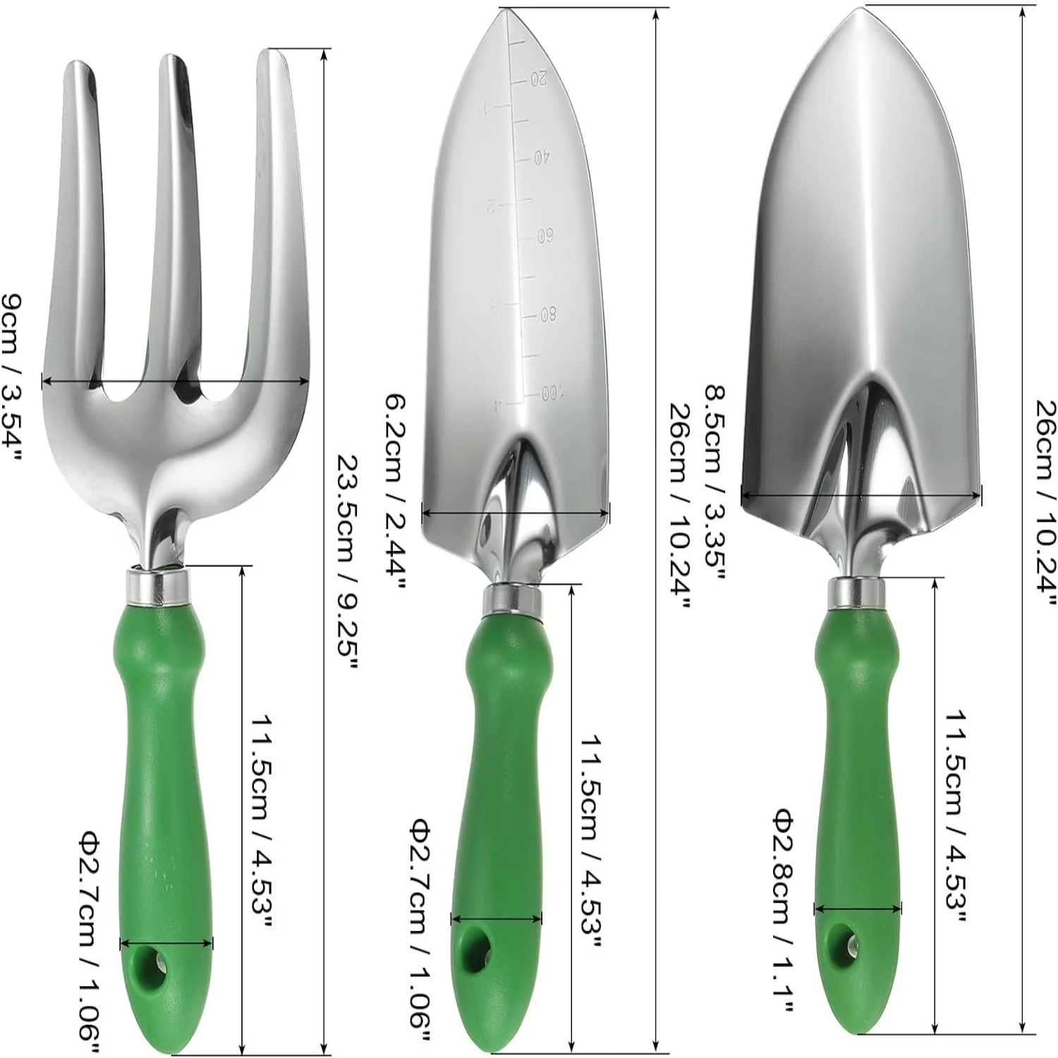 Garden Tool Set  Garden Hand Weeder Kit Includes Hand Removal Weeder&Measuring Removal Weeder&Garden Fork for Digging Loosening Soil  Green