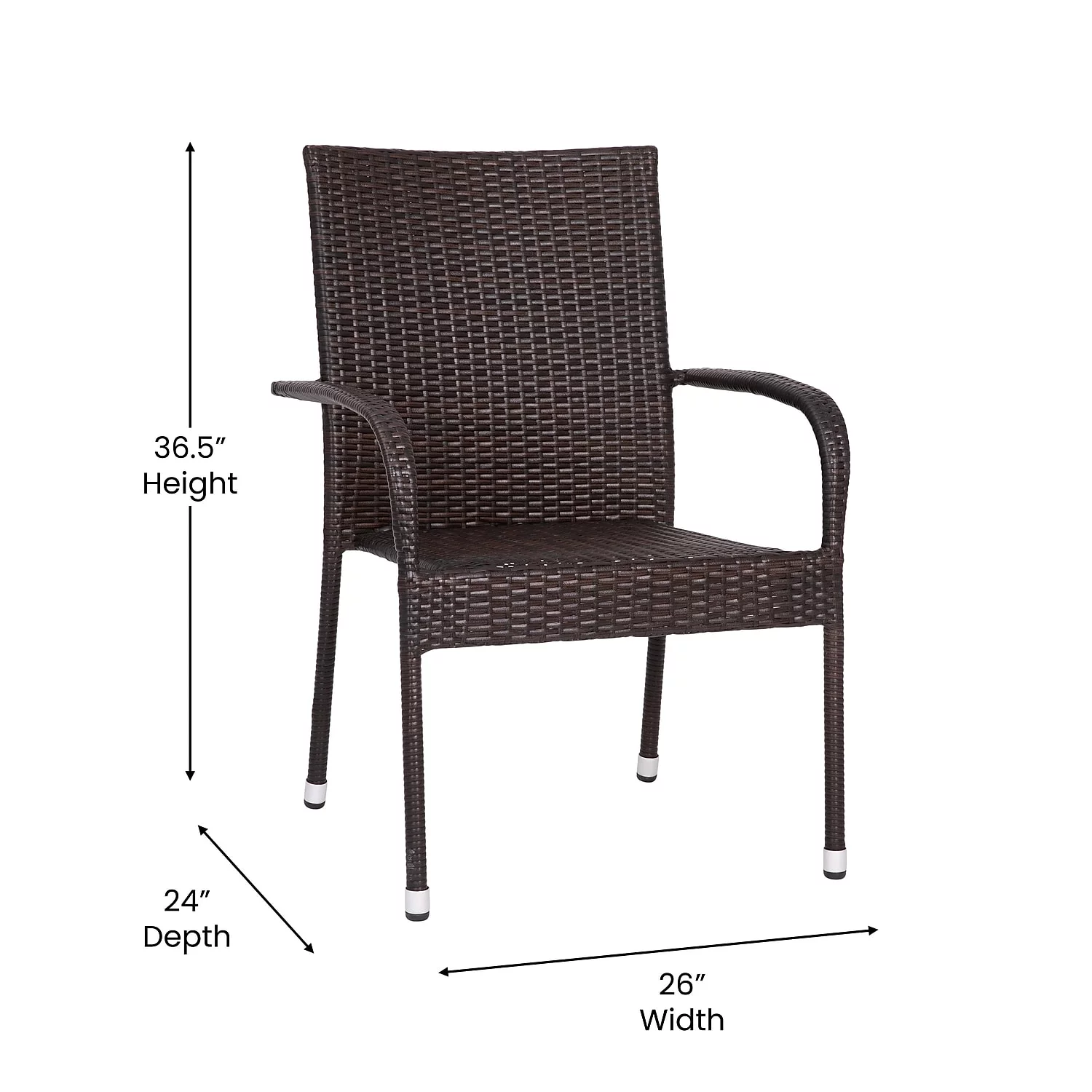 Flash Furniture Maxim Wicker Dining Chair with Arms, Espresso, Set of 4