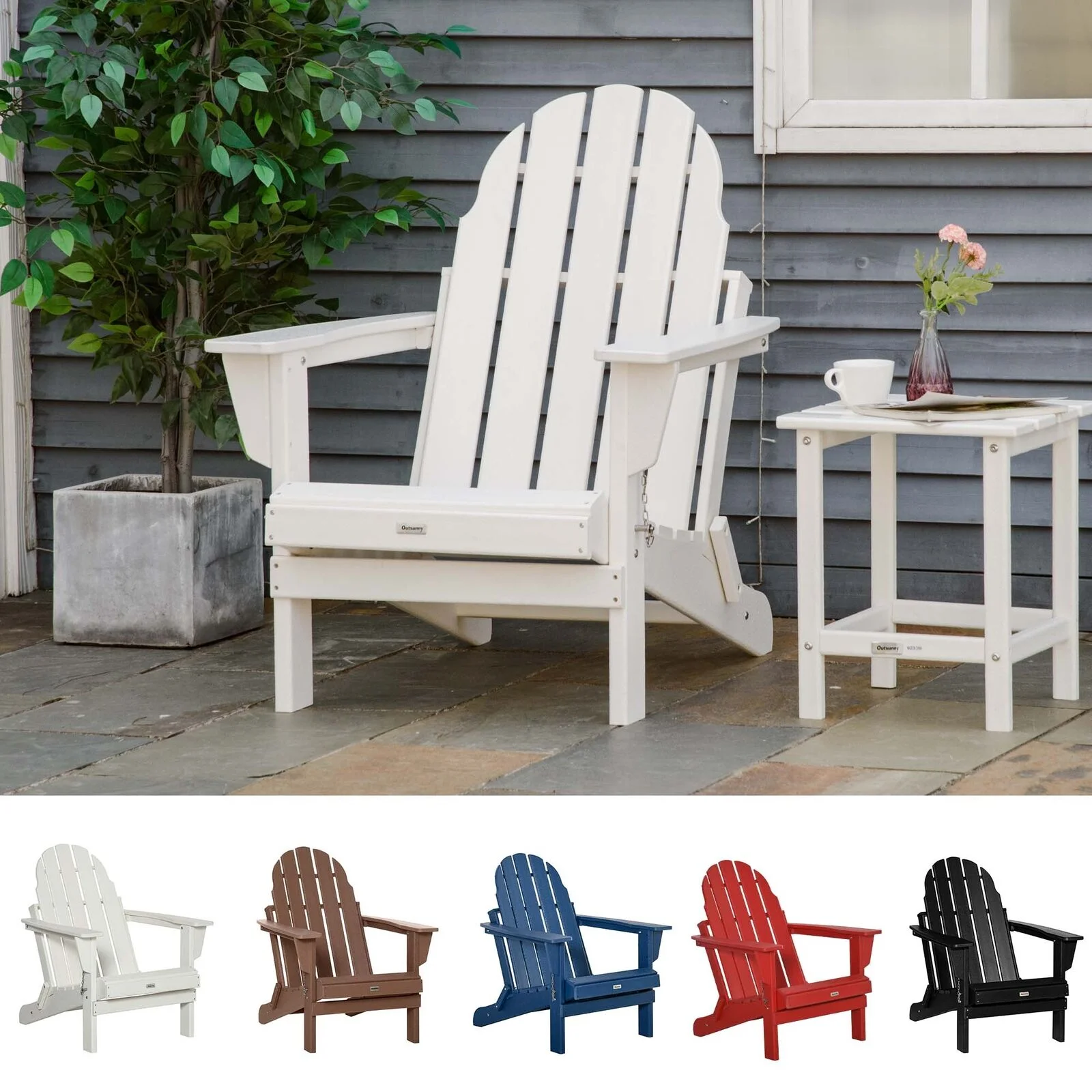 Outside Patio & Backyard Lounge Folding Adirondack Chair Ergonomic Design