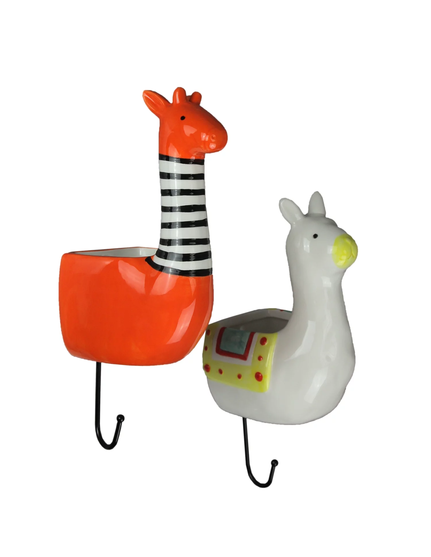 Transpac Llama & Giraffe Ceramic Wall Hanging Succulent Planter Pots (Set of 2)