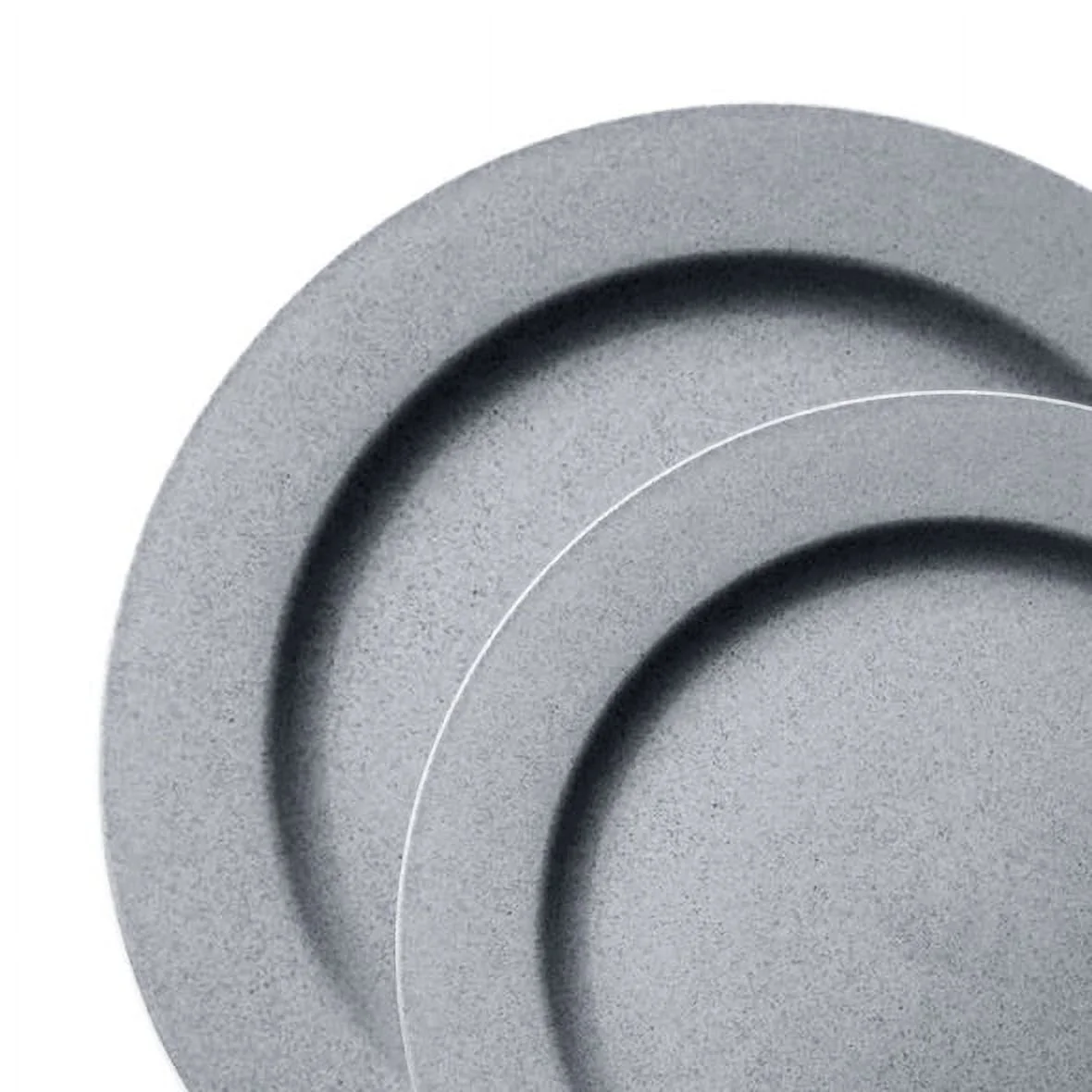 Smarty Matte Steel Gray Round Disposable Plastic Dinnerware Value Set, 240 ct