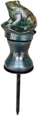 Decorative Steel Rolling Hose Guide, Heavy Duty, Hand Painted In USA, Frog Forest Green