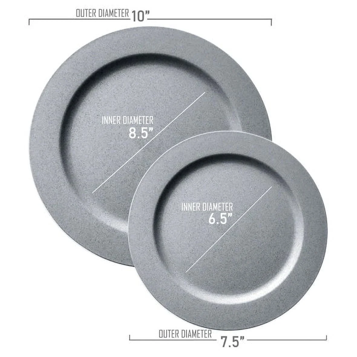Smarty Matte Steel Gray Round Disposable Plastic Dinnerware Value Set, 240 ct