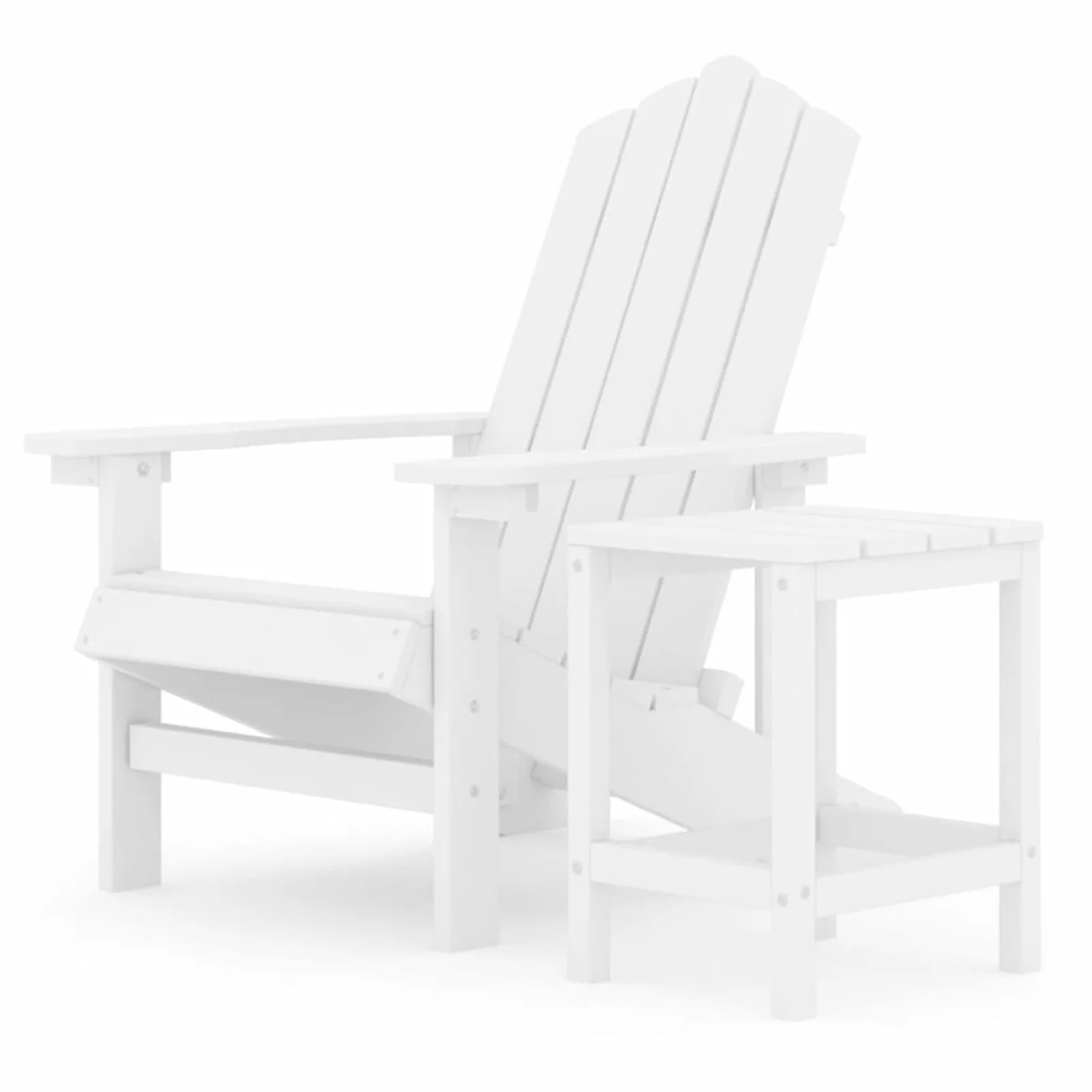 OWSOO Patio Adirondack Chair with Table HDPE White