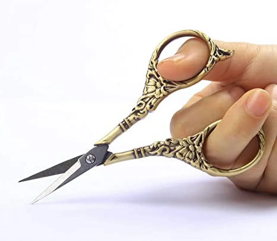 Namzi Vintage European Style Scissors Stainless Steel for Cross Stitch Cutting Embroidery Sewing Handcraft Craft Art Work DIY Tool(Bronze)