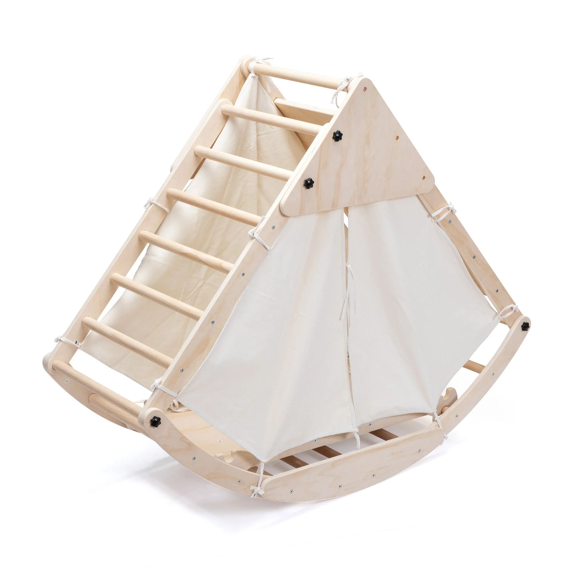 4-In-1 Pikler Triangle Gym Set with Sliding Ramp, Arch Climber, Rocker, Toddler Playground