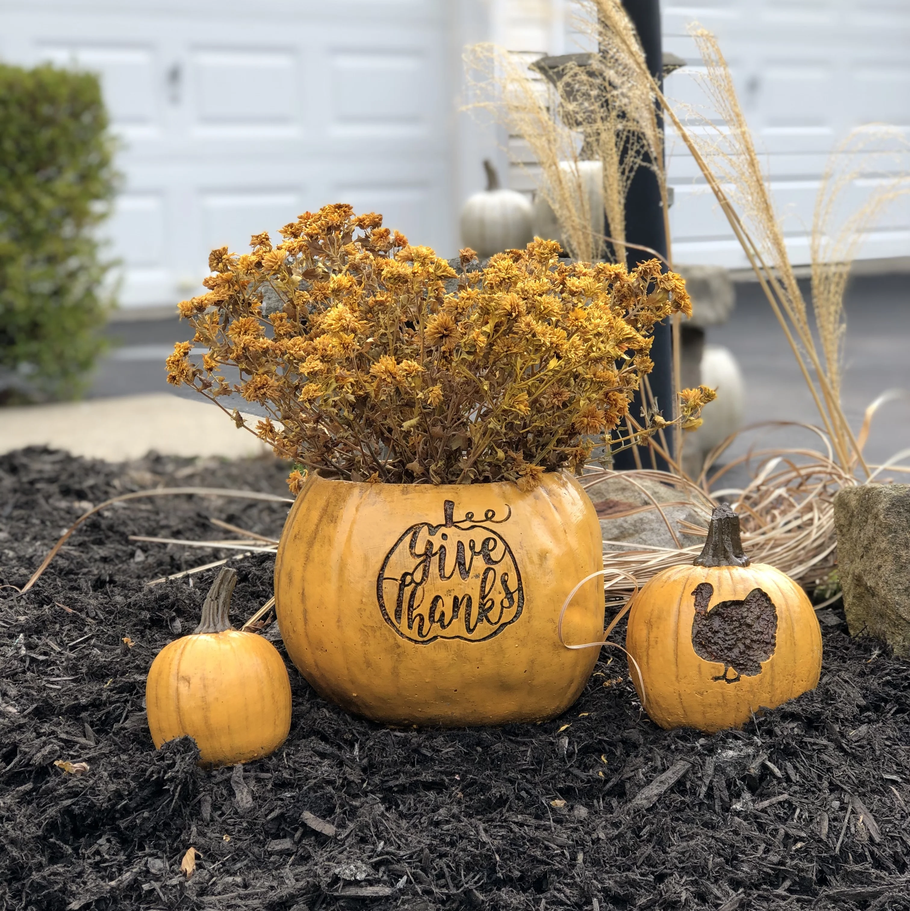 Thanksgiving Pumpkin Planter Set of 3