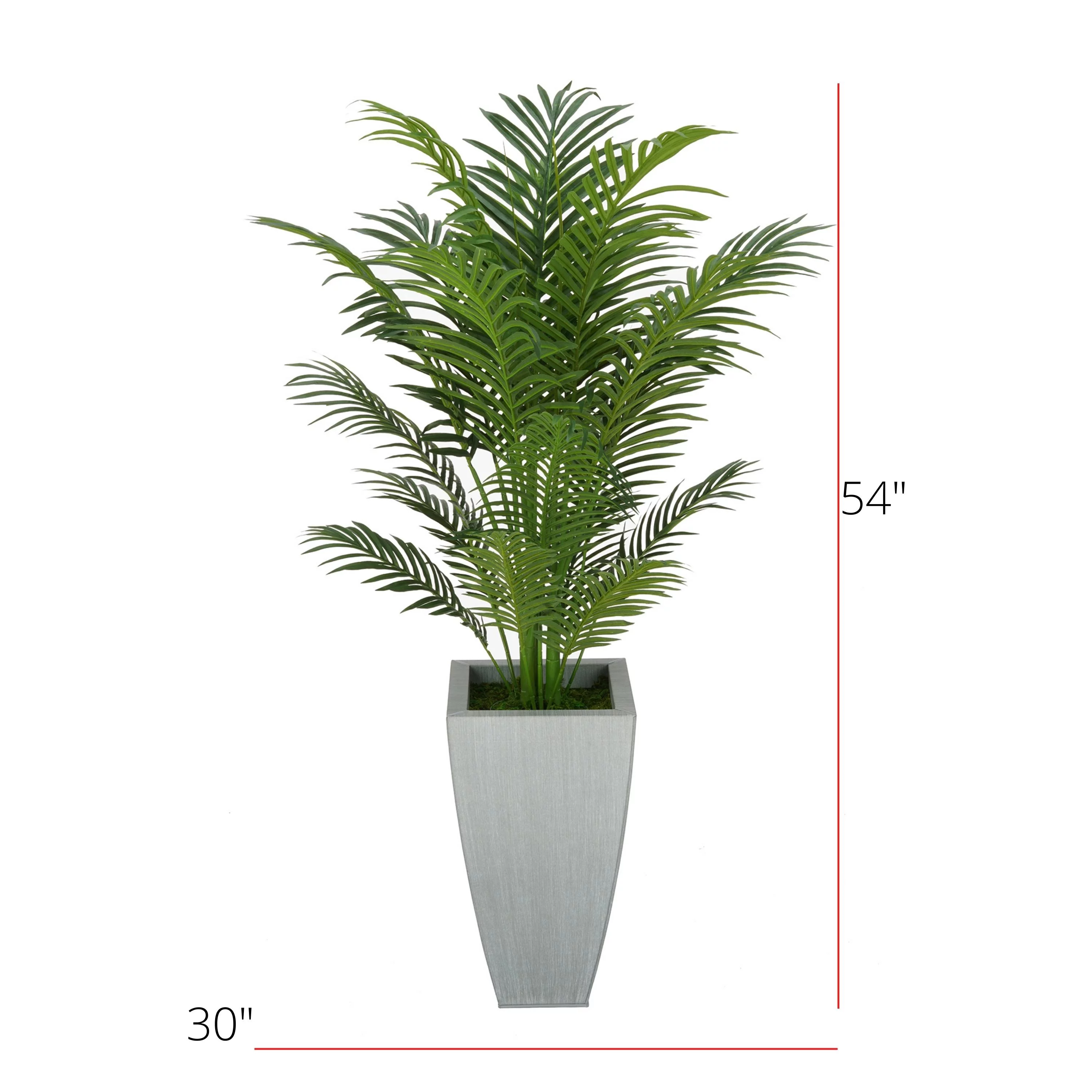 House of Silk Flowers Artificial 4-1/2 foot Areca Palm in Tapered Square Zinc (Farmhouse)