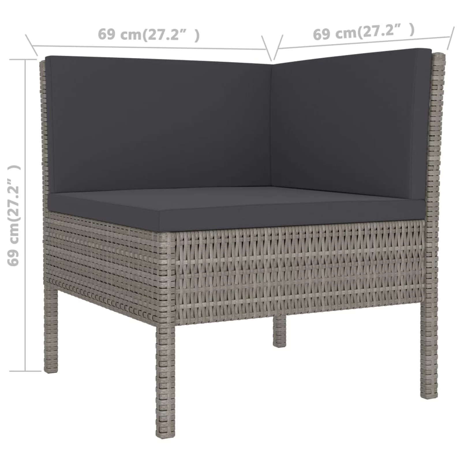 Carevas 3 Piece Patio Set with Cushions Poly Rattan Gray