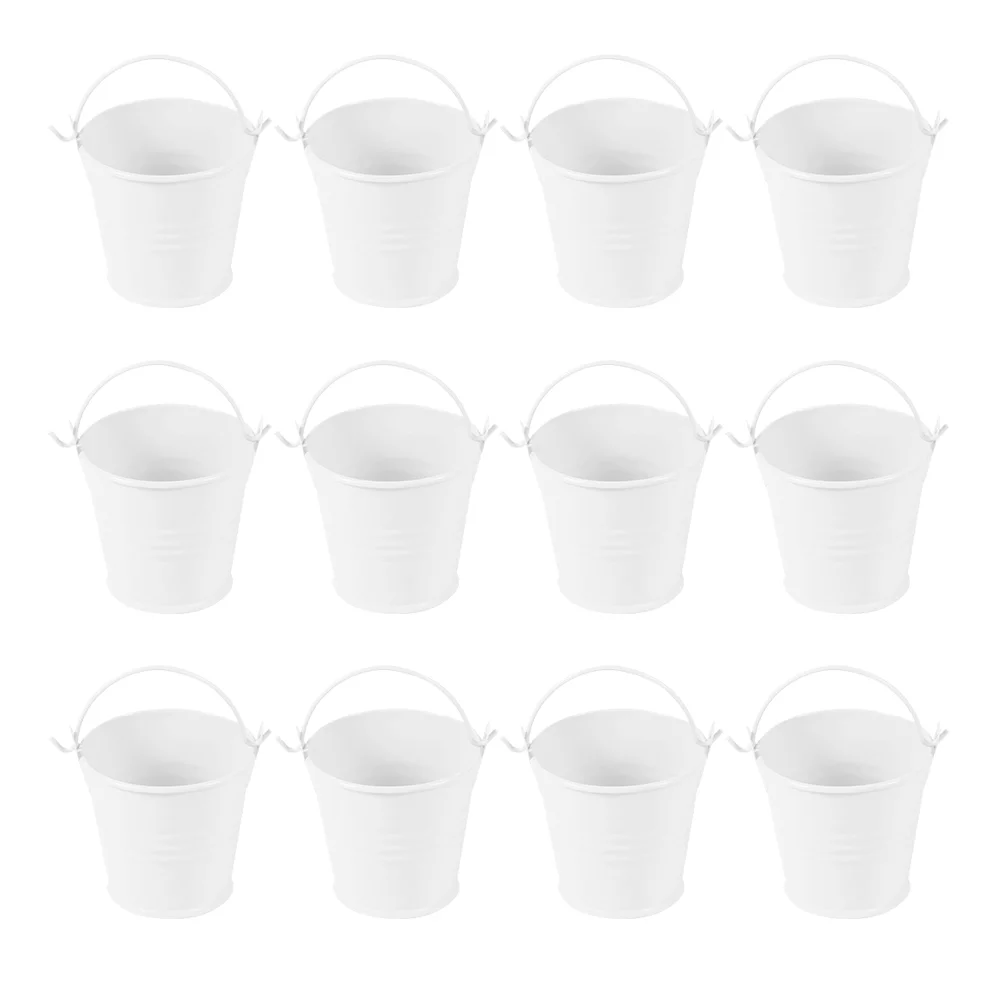 Small Iron Bucket Outdoor Flower Pots Galvanized Planter Wedding Metal Cube Creative Sheet White Child