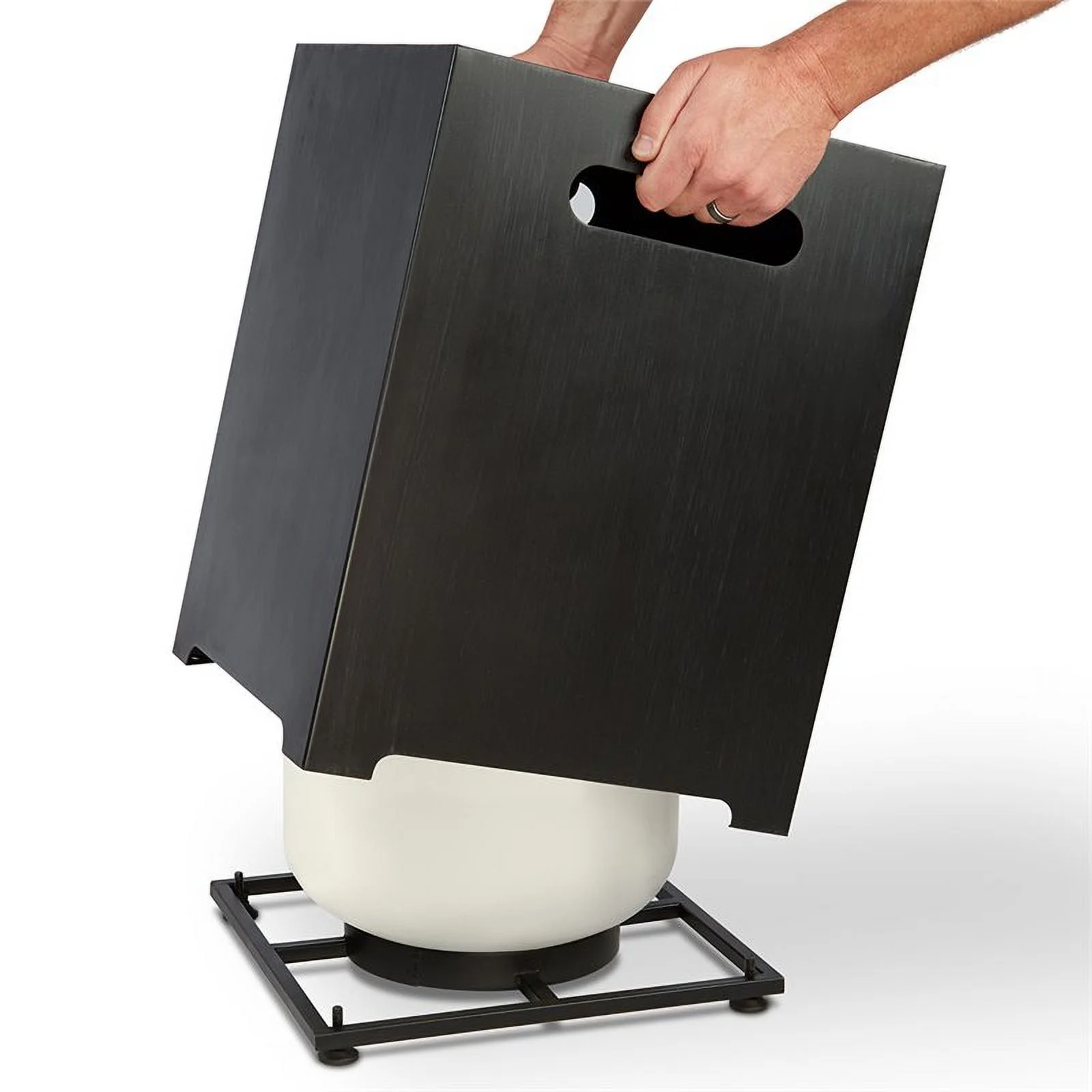 Home Square 2-Piece Set with Steel Propane Fire Pit and Tank Cover in Gray