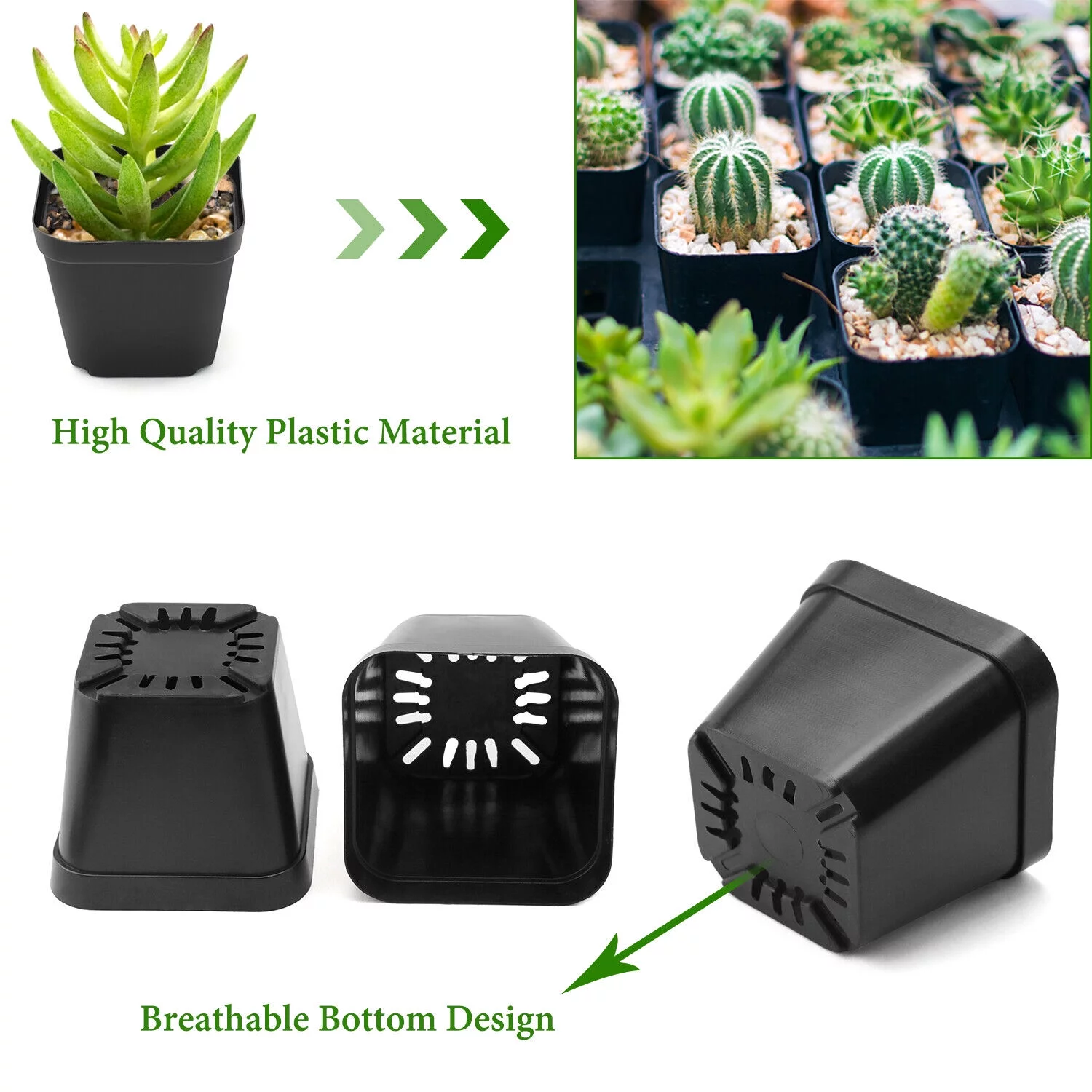 Max 80PCS Plastic Plant Flower Pot Garden Nursery Seedlings Pot Container Black