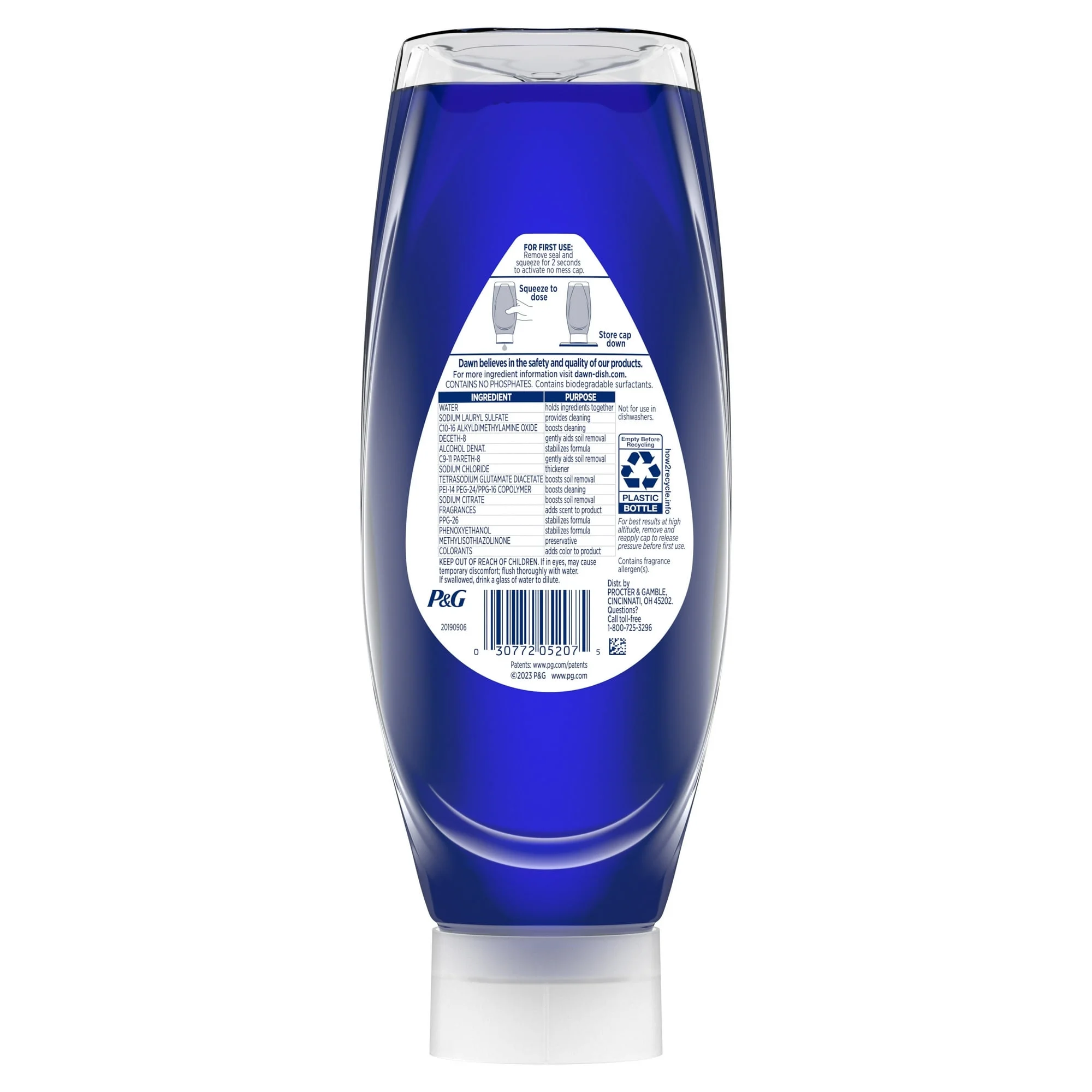 Dawn EZ-Squeeze Platinum Liquid Dish Soap, Refreshing Rain, 24.3 fl oz