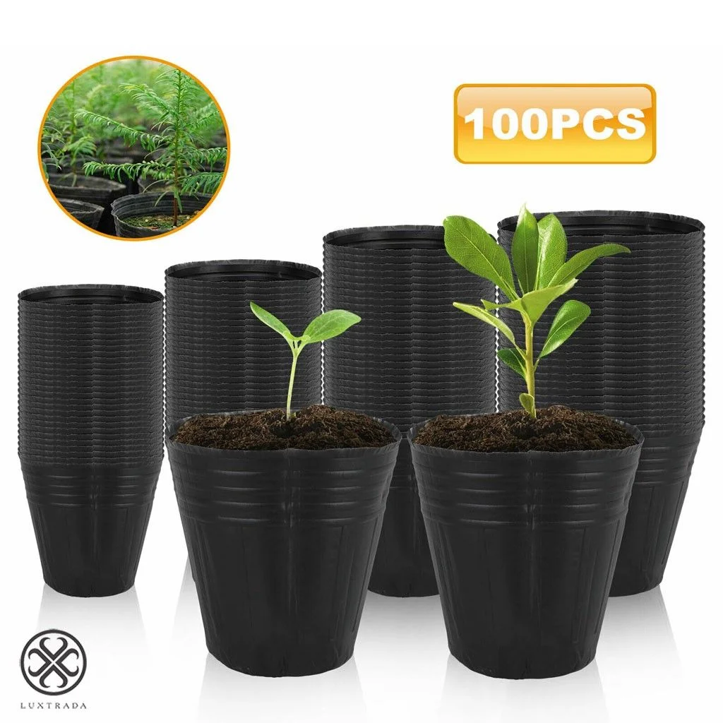 Luxtrada 100PCS Plant Flower Pots Outdoor Living Garden Nursery Seedlings Pot Container #9*9cm