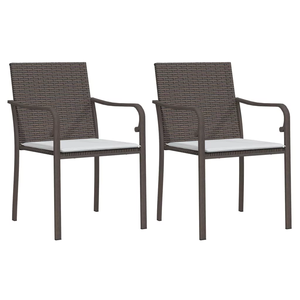 Tomshoo Patio Chairs with Cushions 2 pcs Brown 22