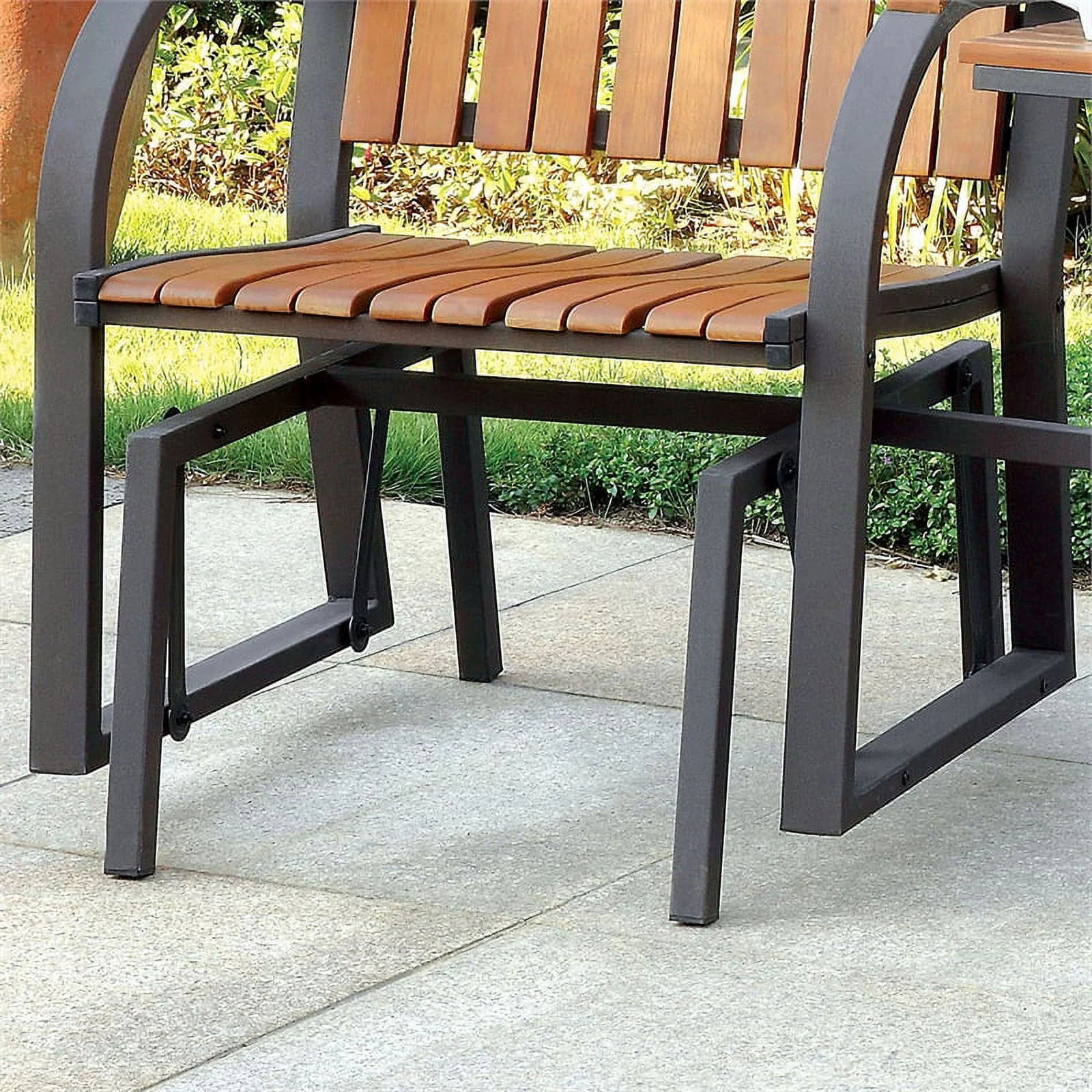 Furniture of America Dwight Metal 3-Piece Patio Rocker Conversation Set in Oak